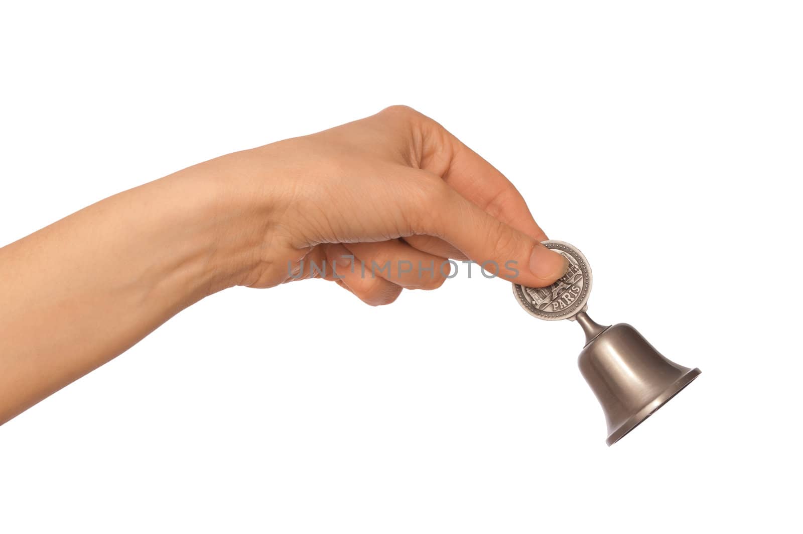 hand bell in the woman's hand for ringing