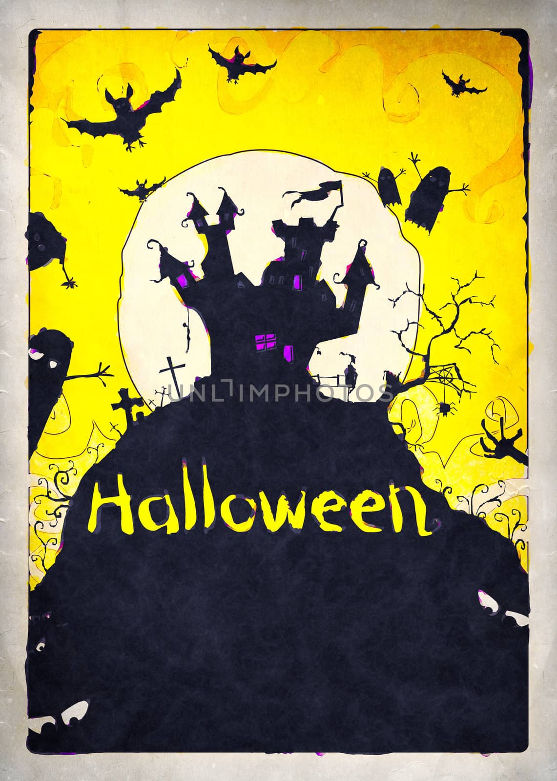 Painted Halloween background for party invitation