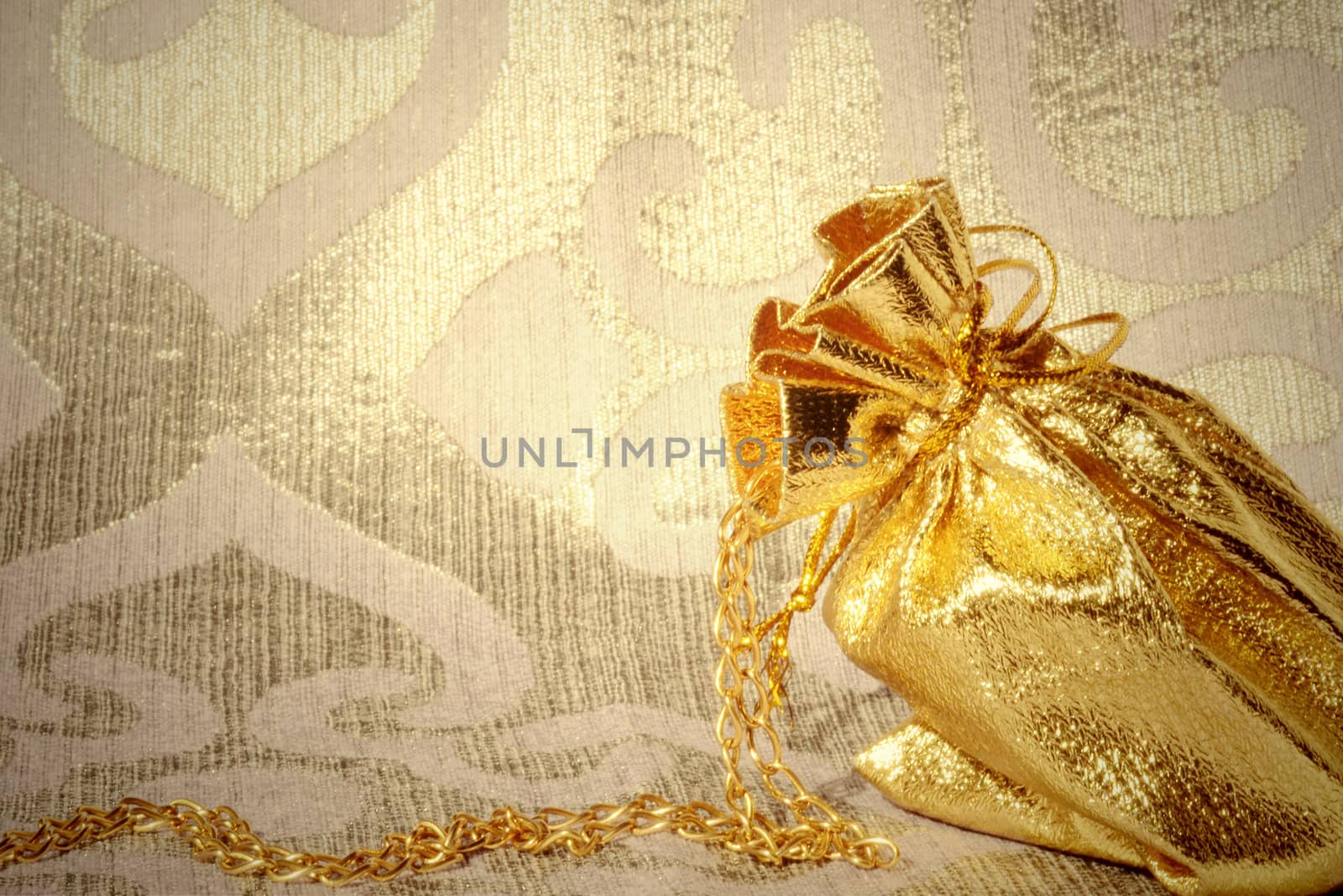 background gift sack with gold gilding