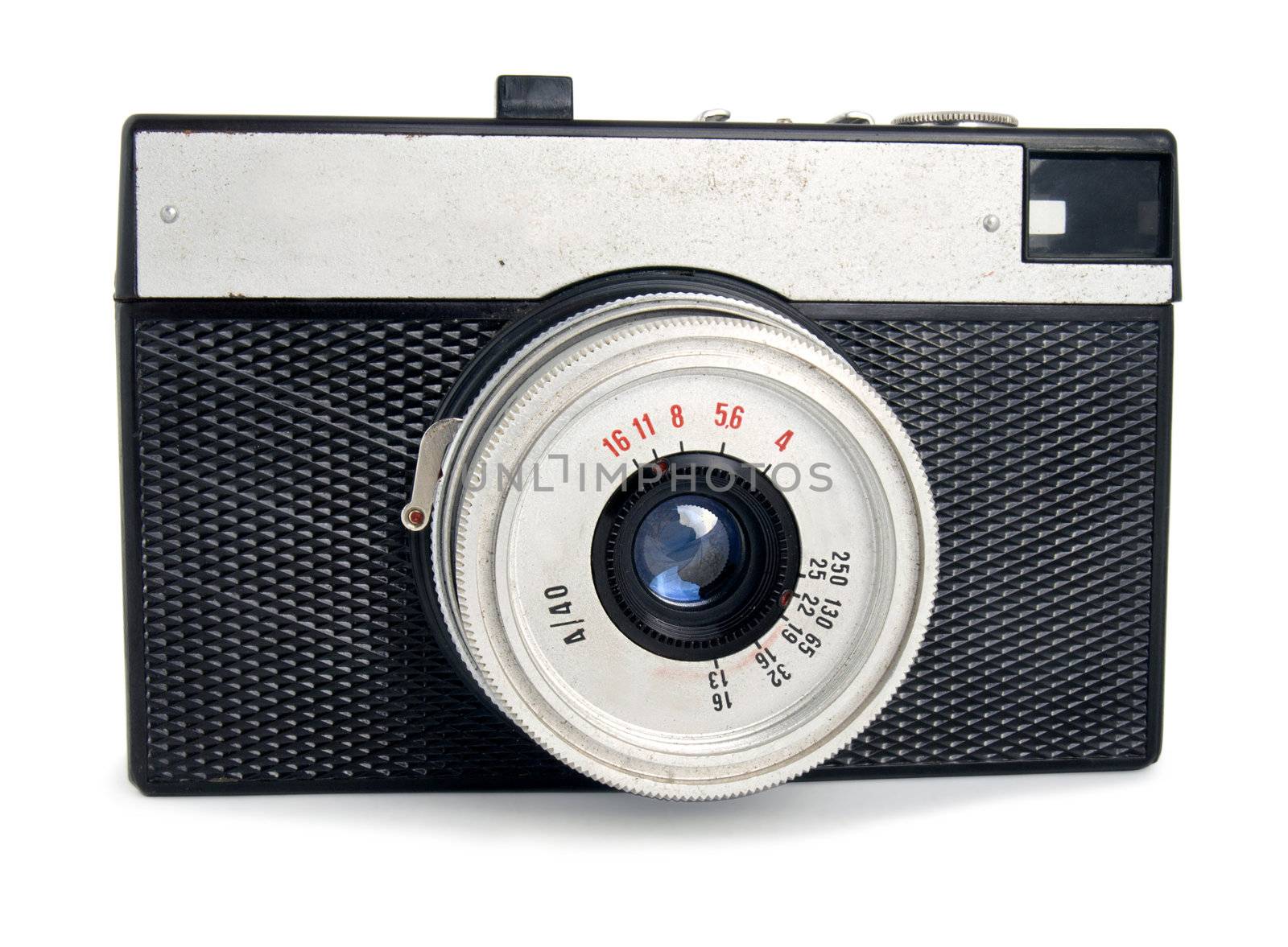 Old vintage entry-level camera isolated on white background