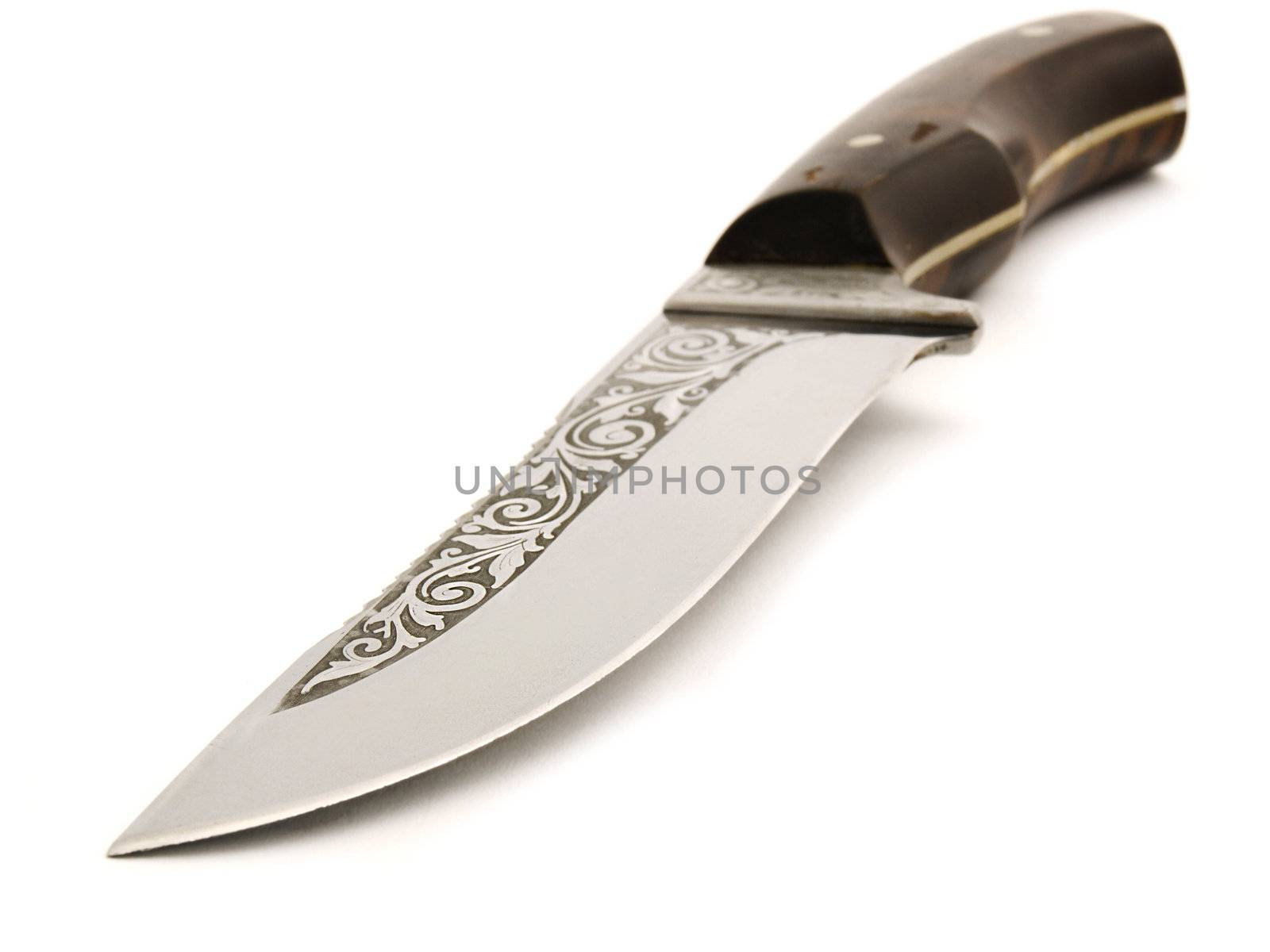 Ornamental hunting knife isolated over white background