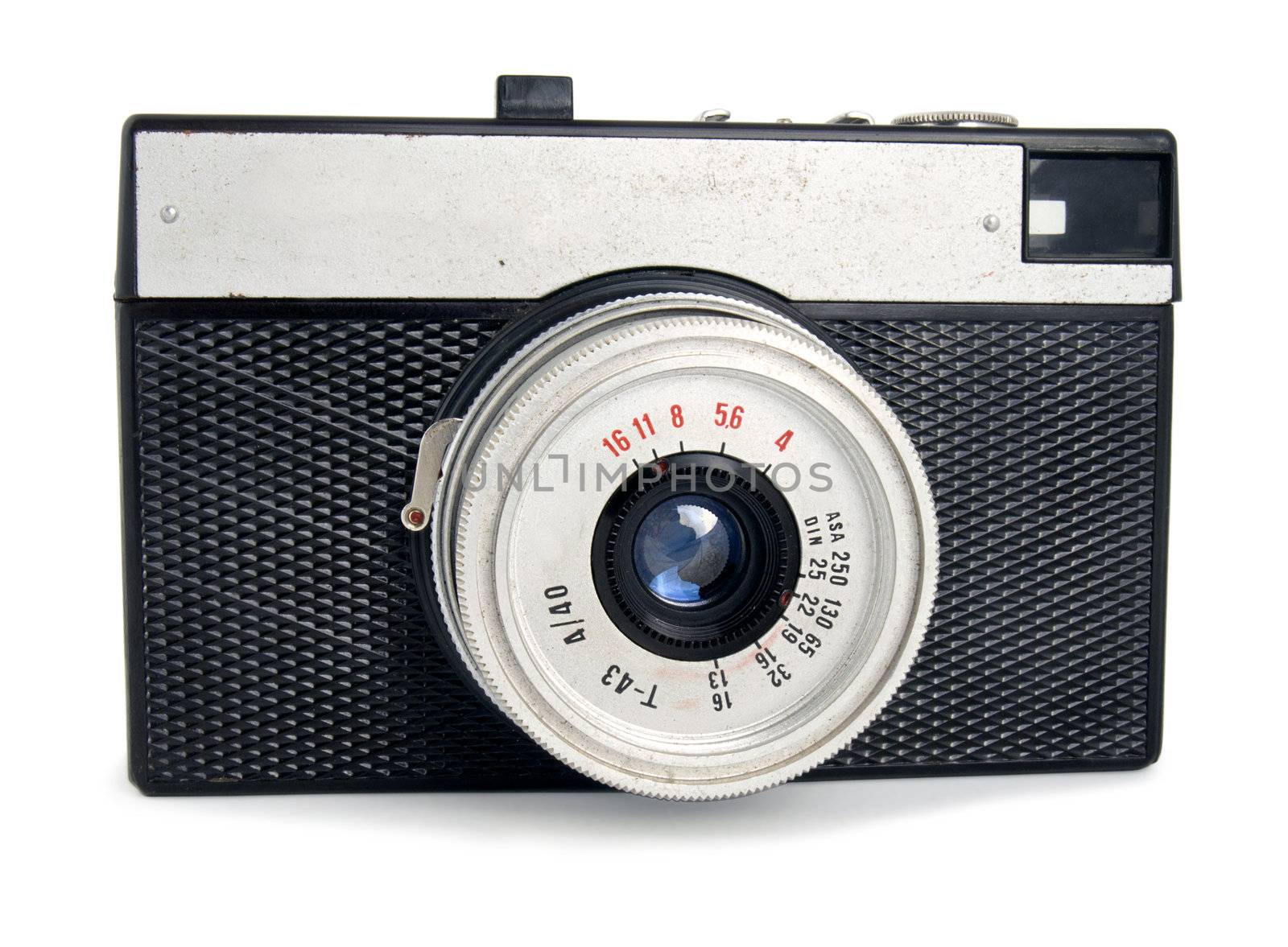 Old vintage entry-level camera isolated on white background
