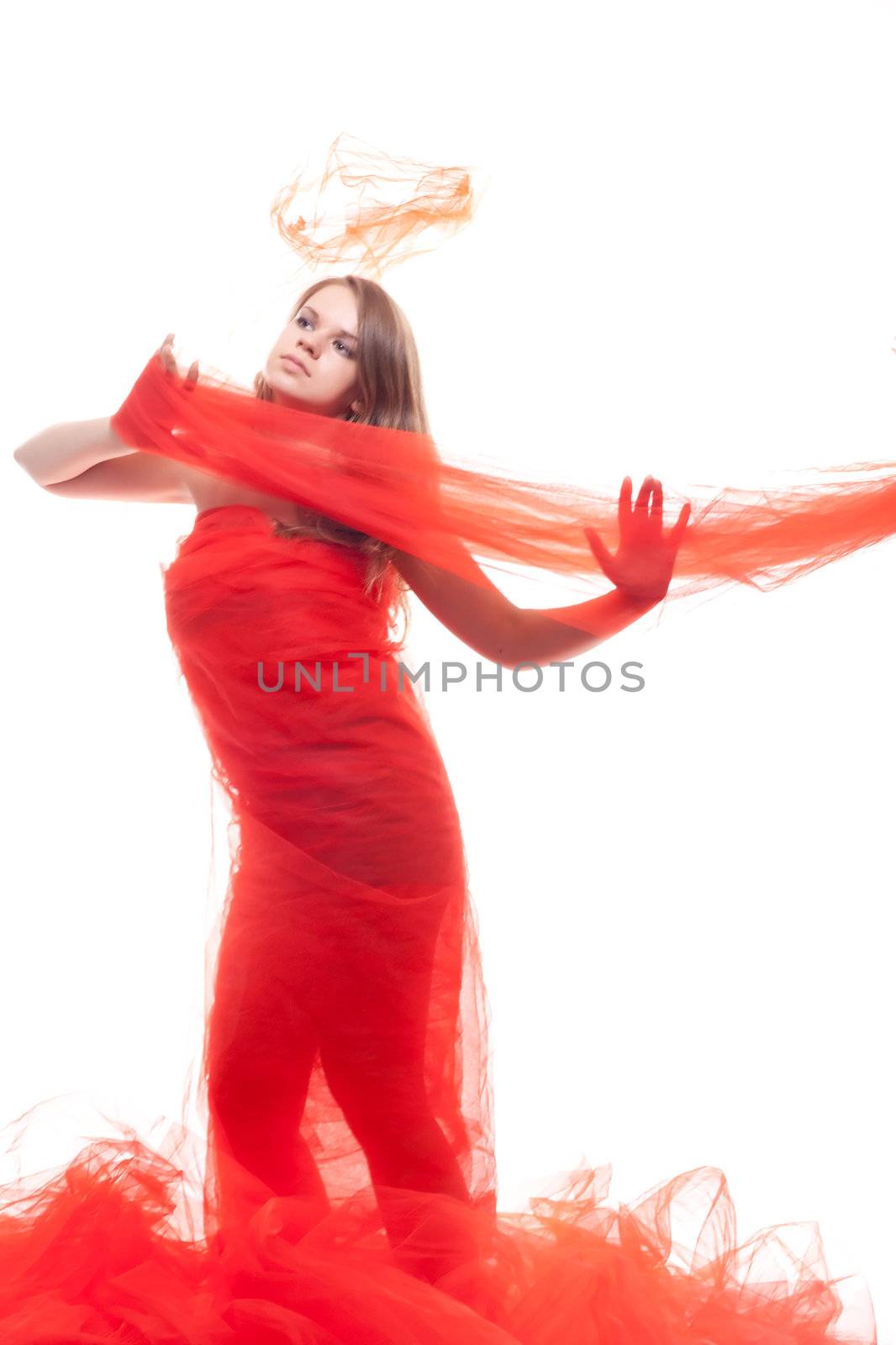 Beautiful girl in a red cloth by victosha