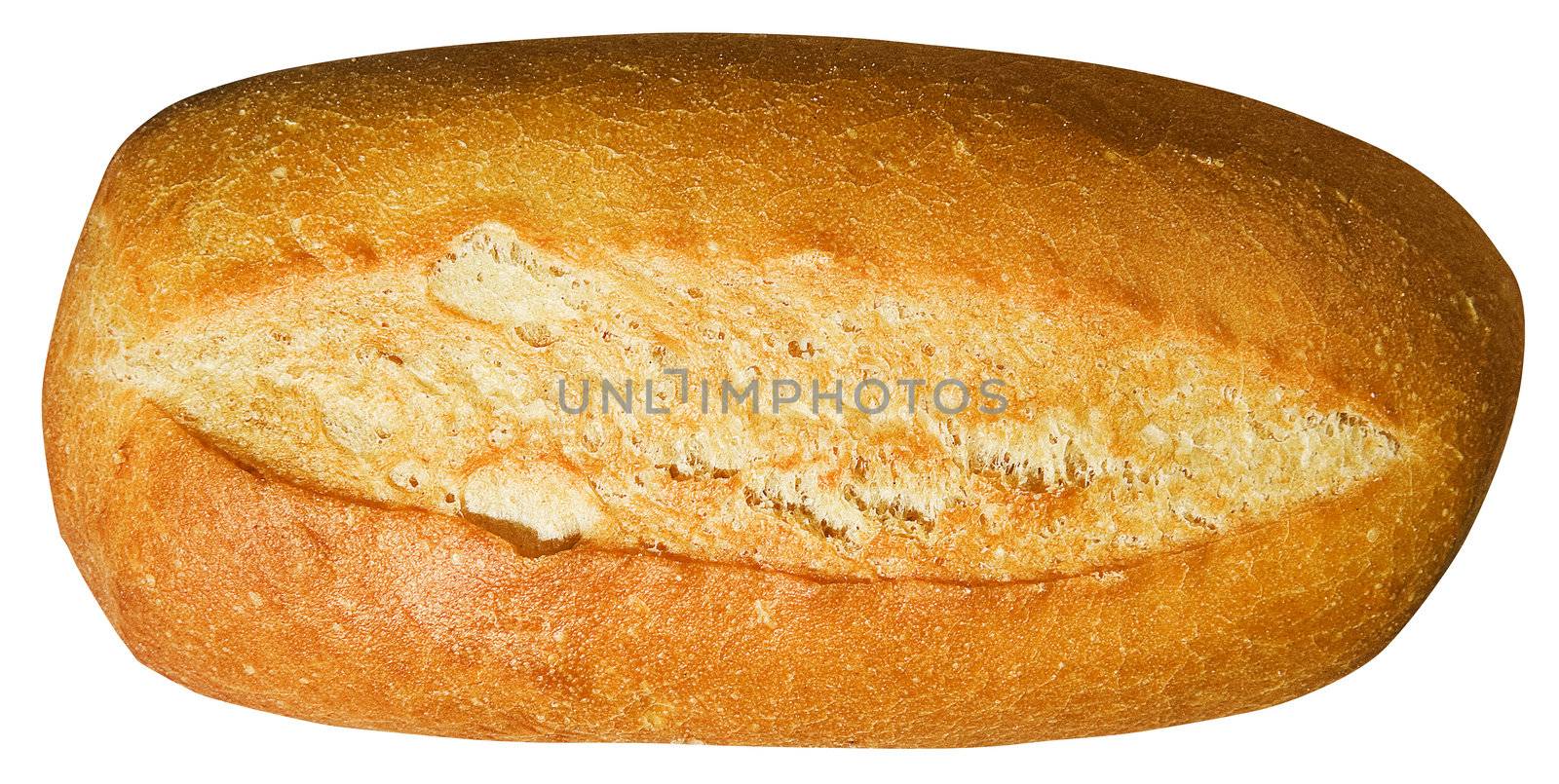 One warm freshly baked baguette with a glazed crust