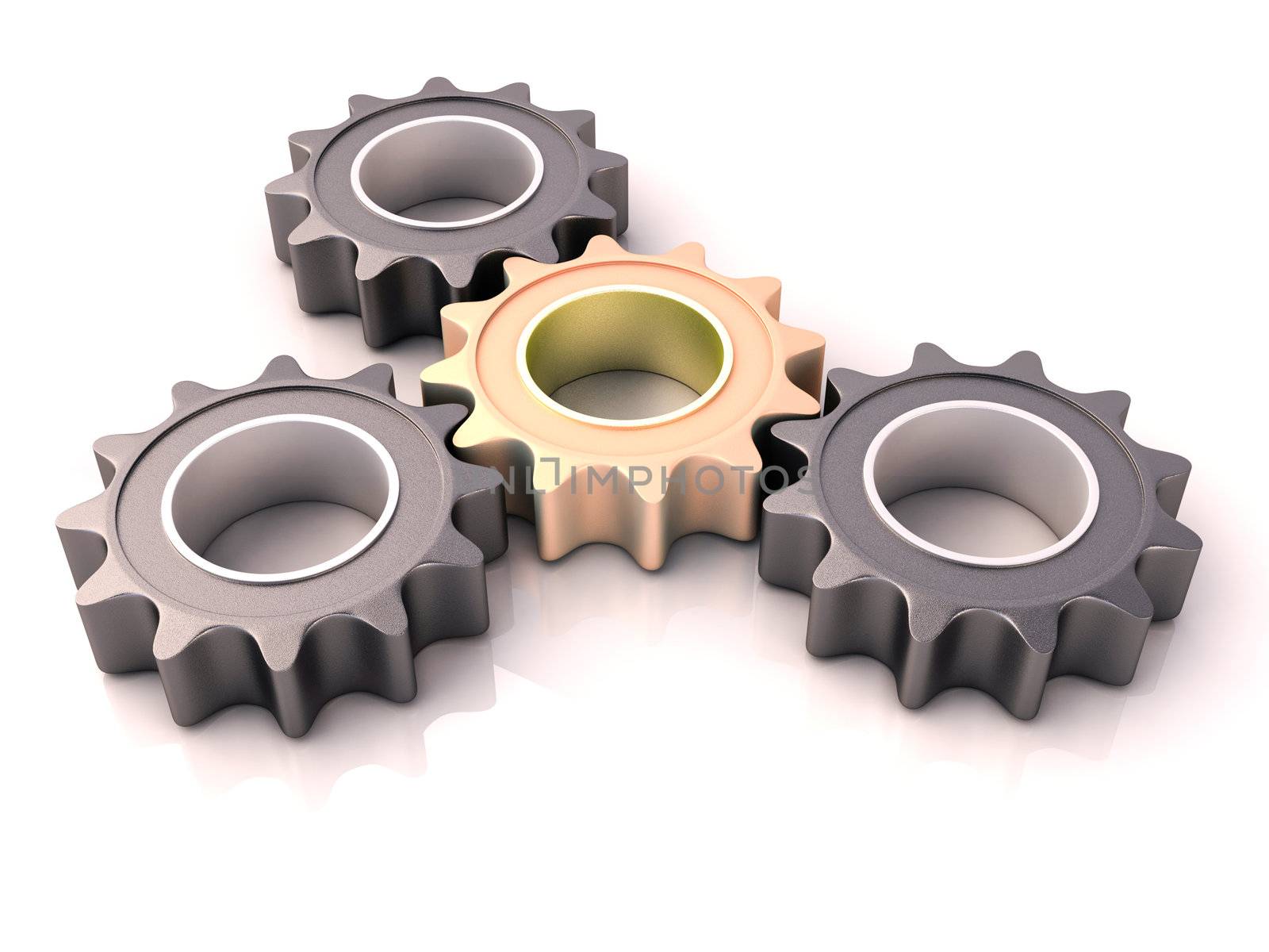 Pinion gear close-up on a white background