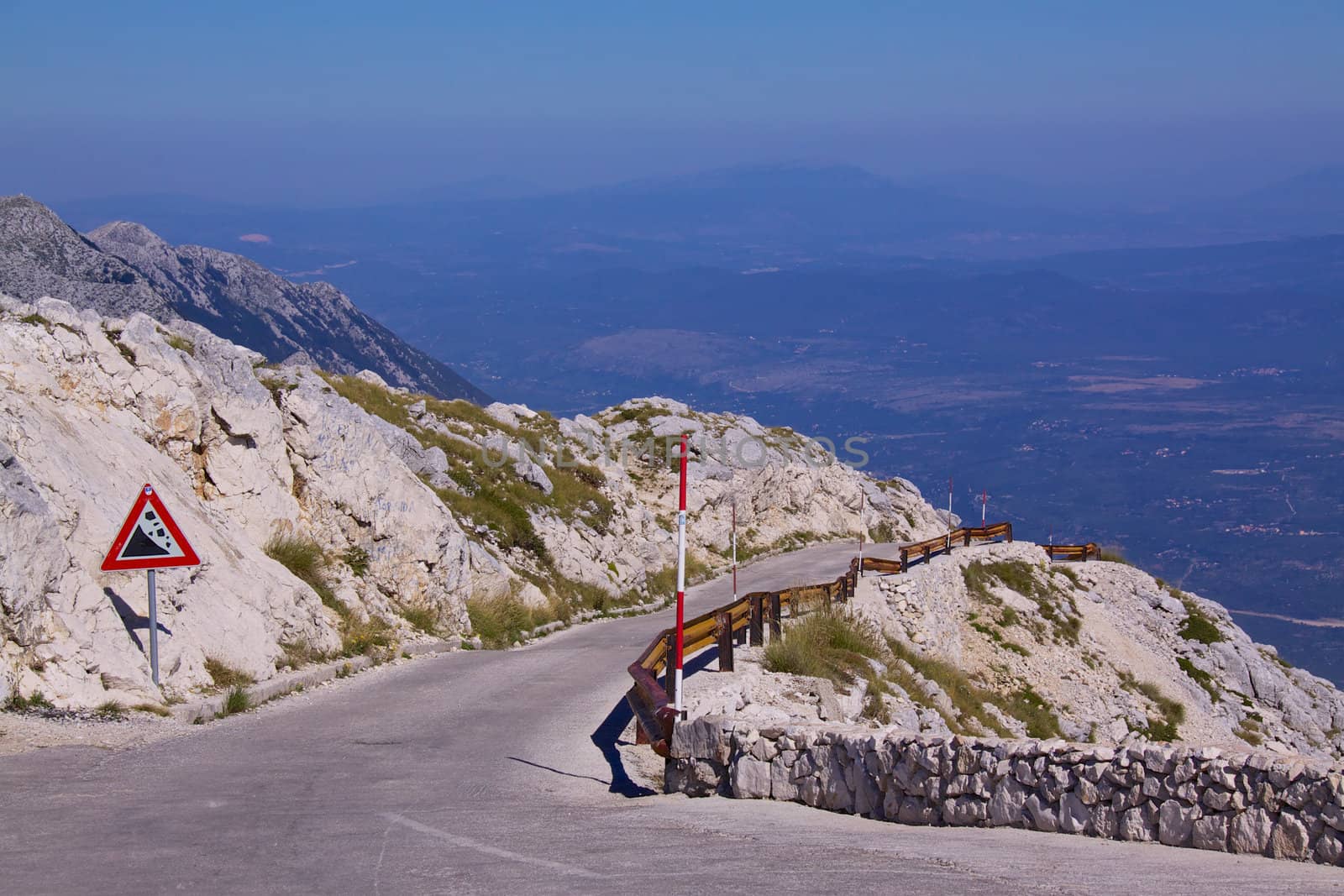 Road across picturesque nature park Biokovo on Dalmatian coast near Makarska Riviera in Croatia