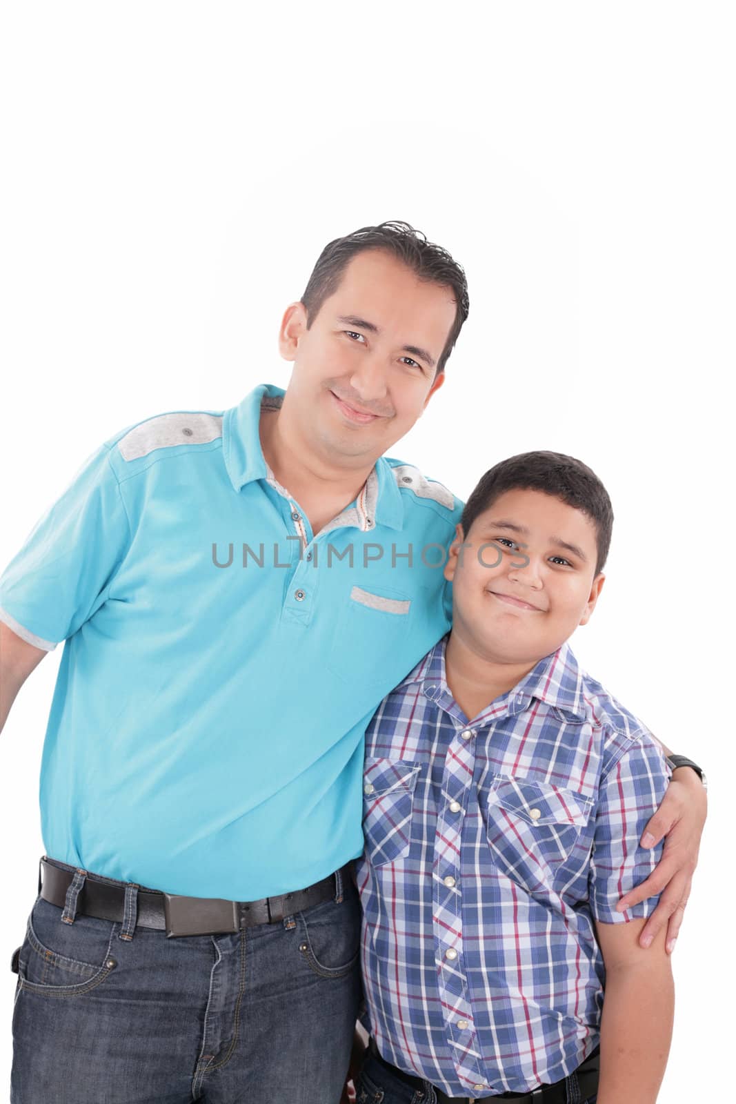 Closeup portrait of a happy father and son together by dacasdo