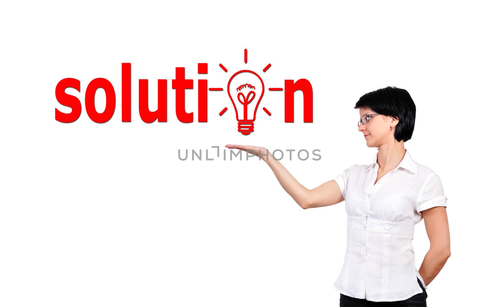 girl holding a banner solution