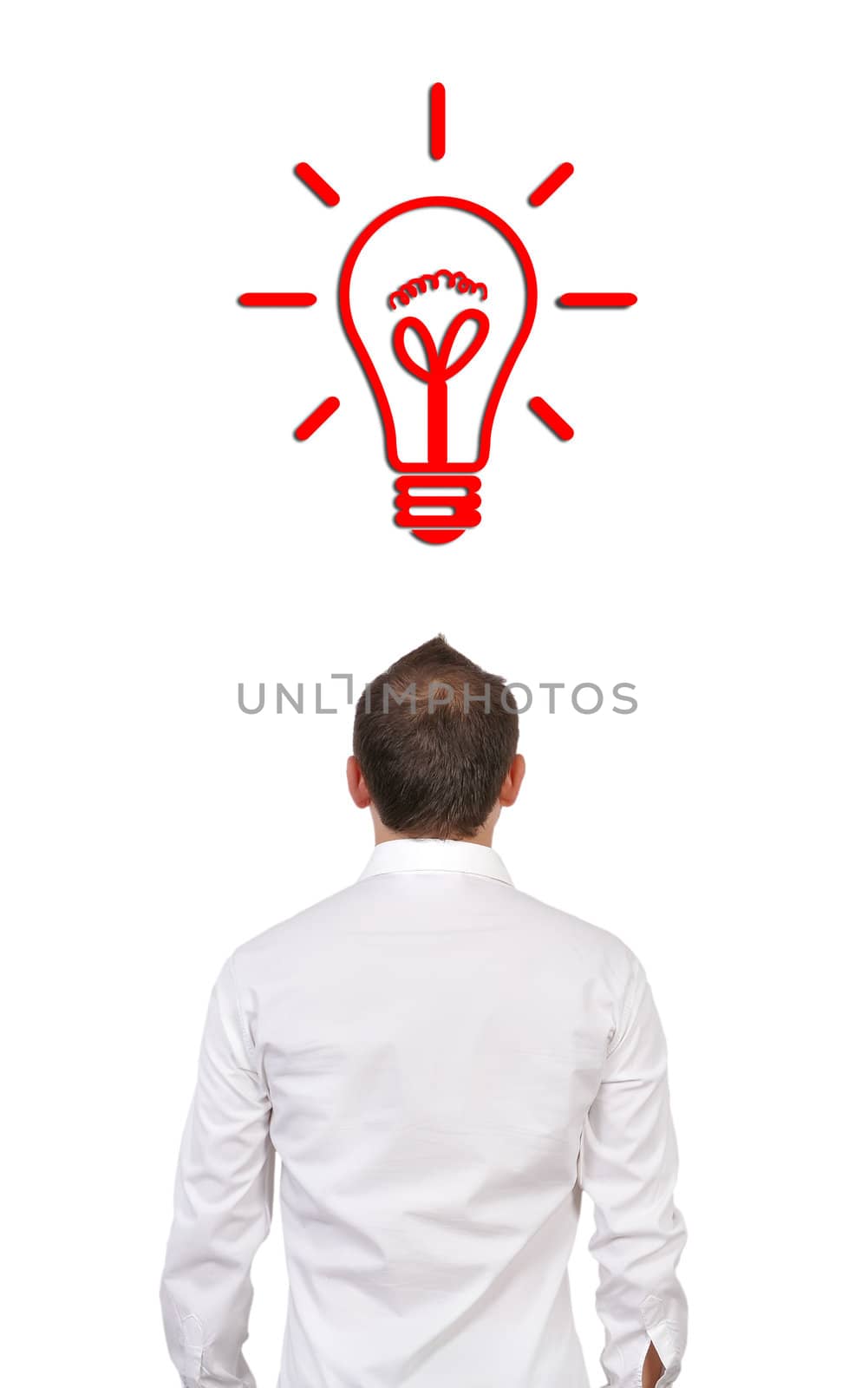 businessman with  drawing lamp over his head