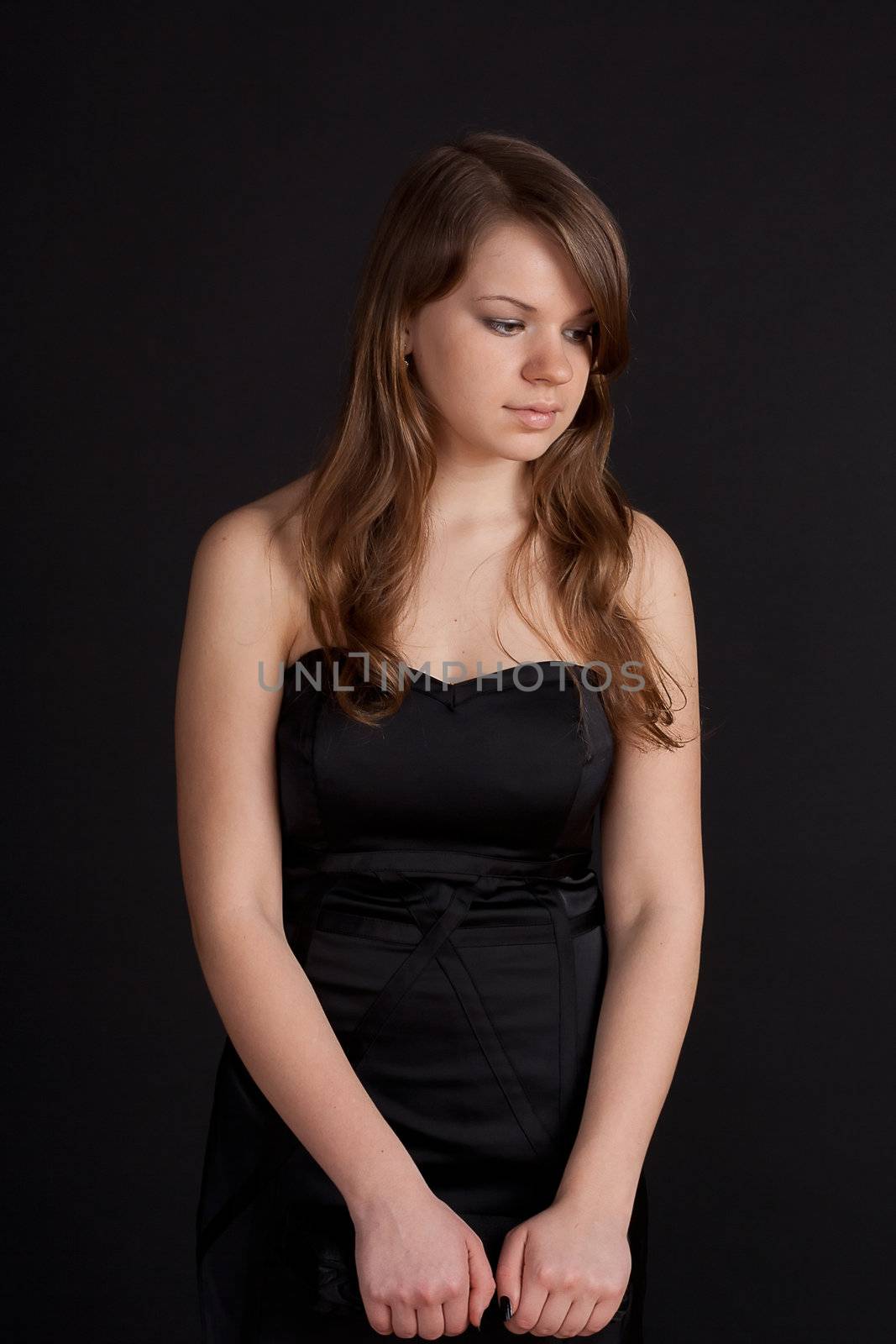 Beautiful girl in black dress by victosha