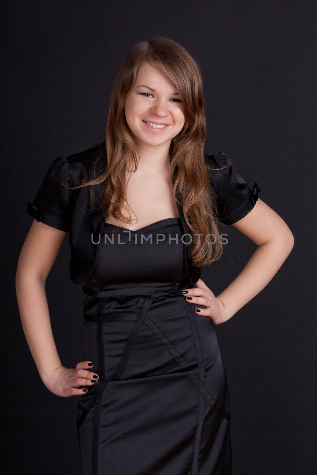 Young girl in black dress by victosha