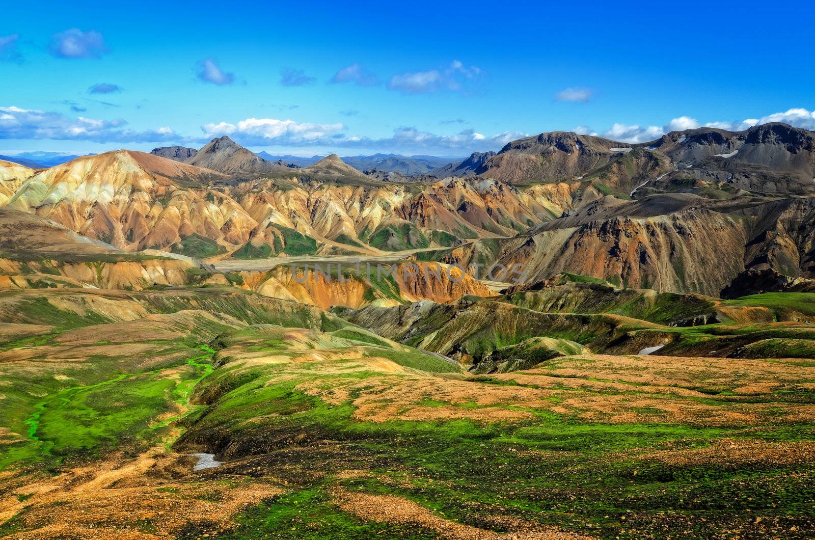 Landmannalaugar colorful mountains landscape day view, Iceland