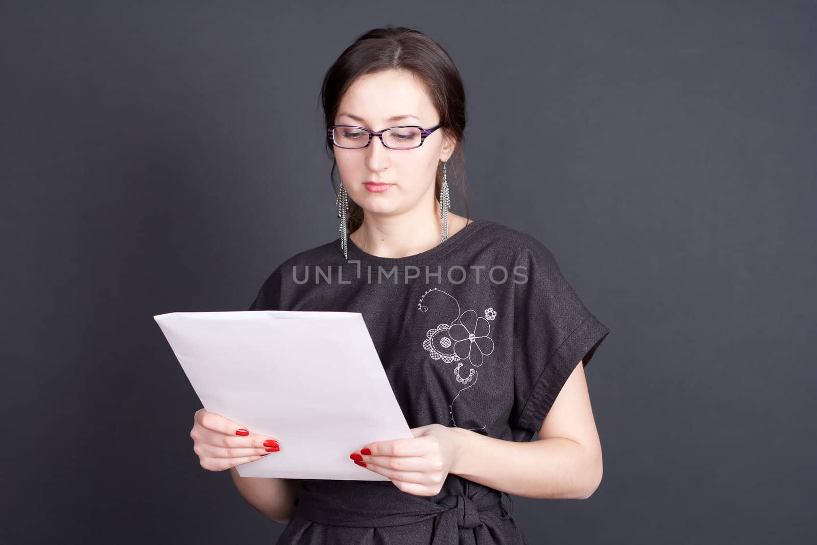businesswoman with documents in hand with glasses by victosha