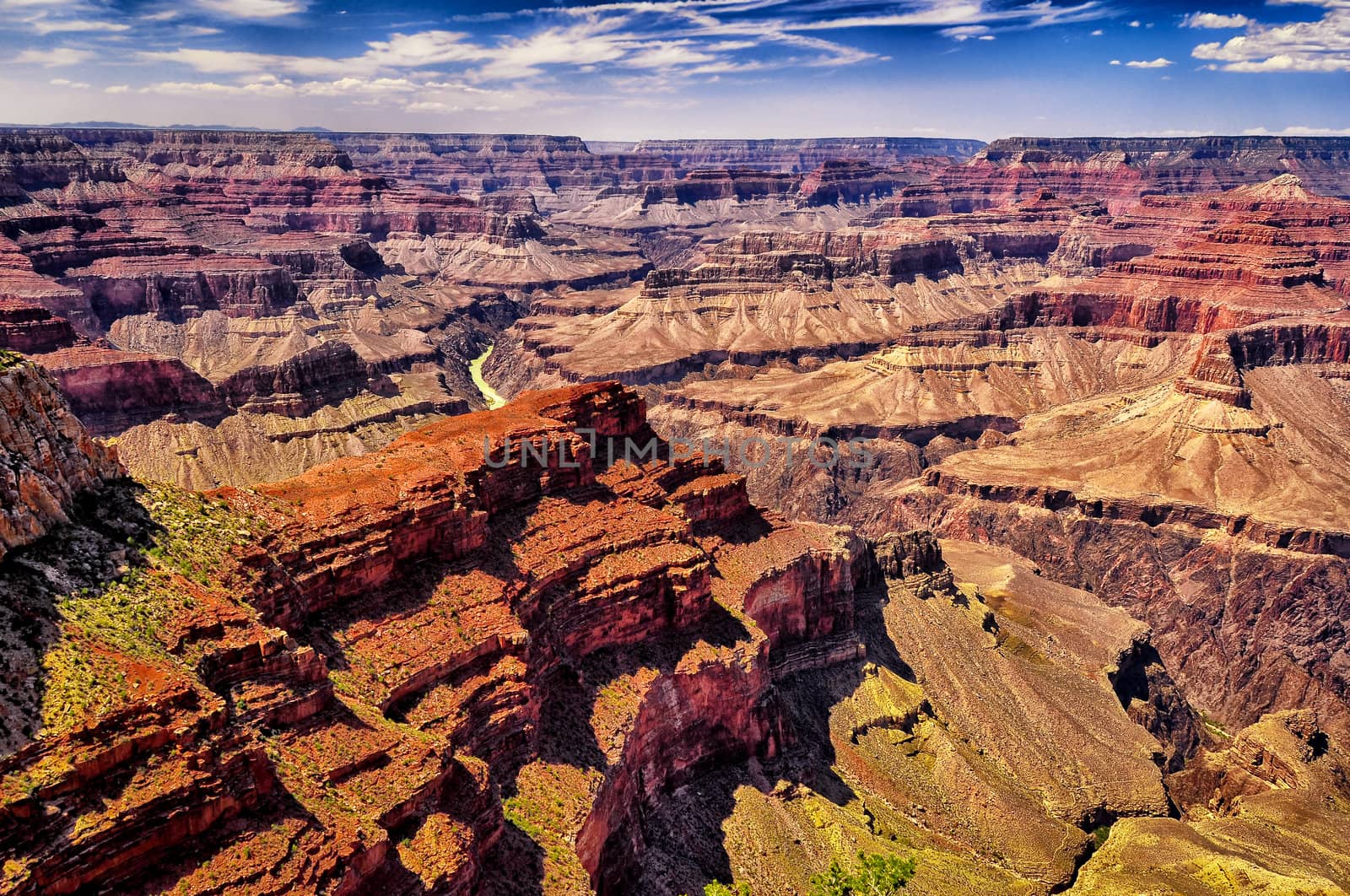 Grand canyon vivid day landscape view, Arizona, USA