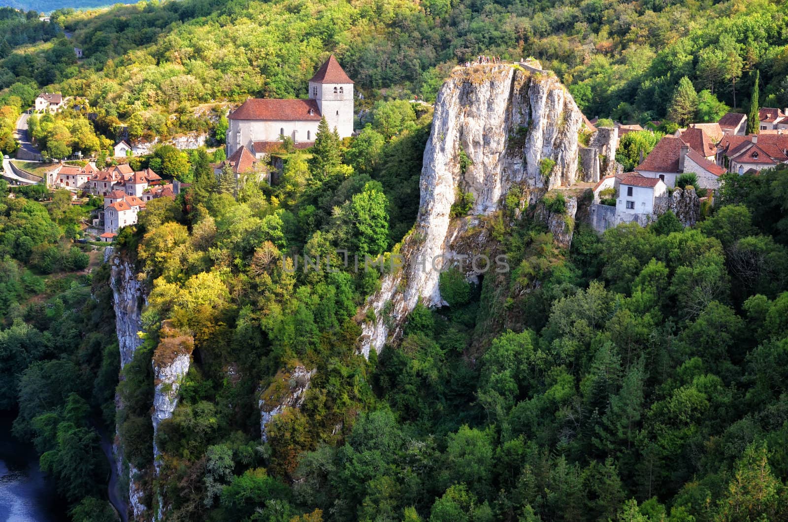 Cirq la Popie village on the cliffs scenic landscape view, France