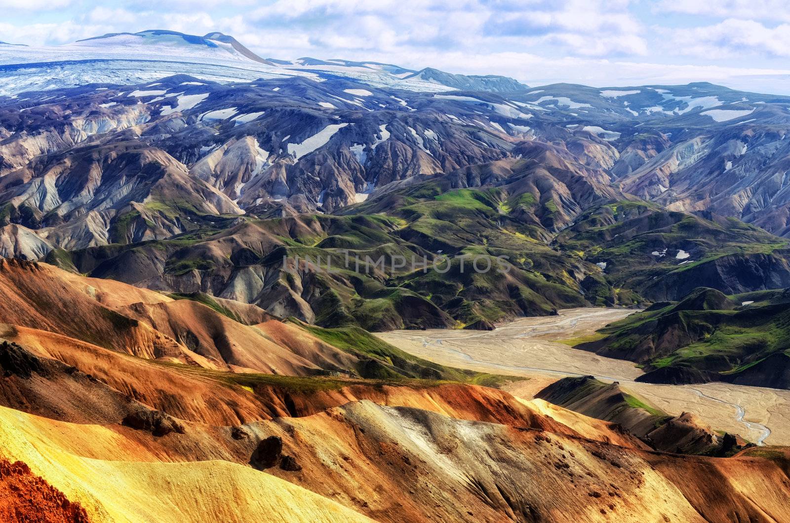 Landmannalaugar colorful mountains landscape view, Iceland by martinm303