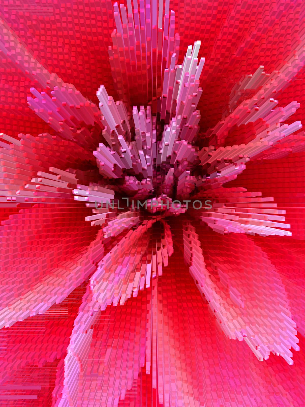 Red abstract background with sharp and transparent thorns