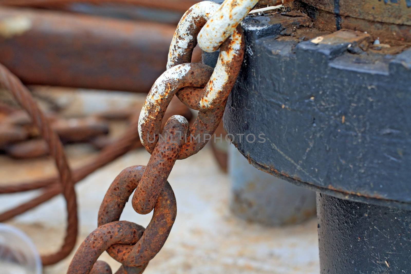 aging anchor chain on ancient nave