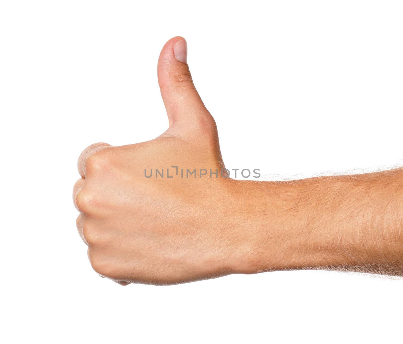 Man hand sign isolated on white background