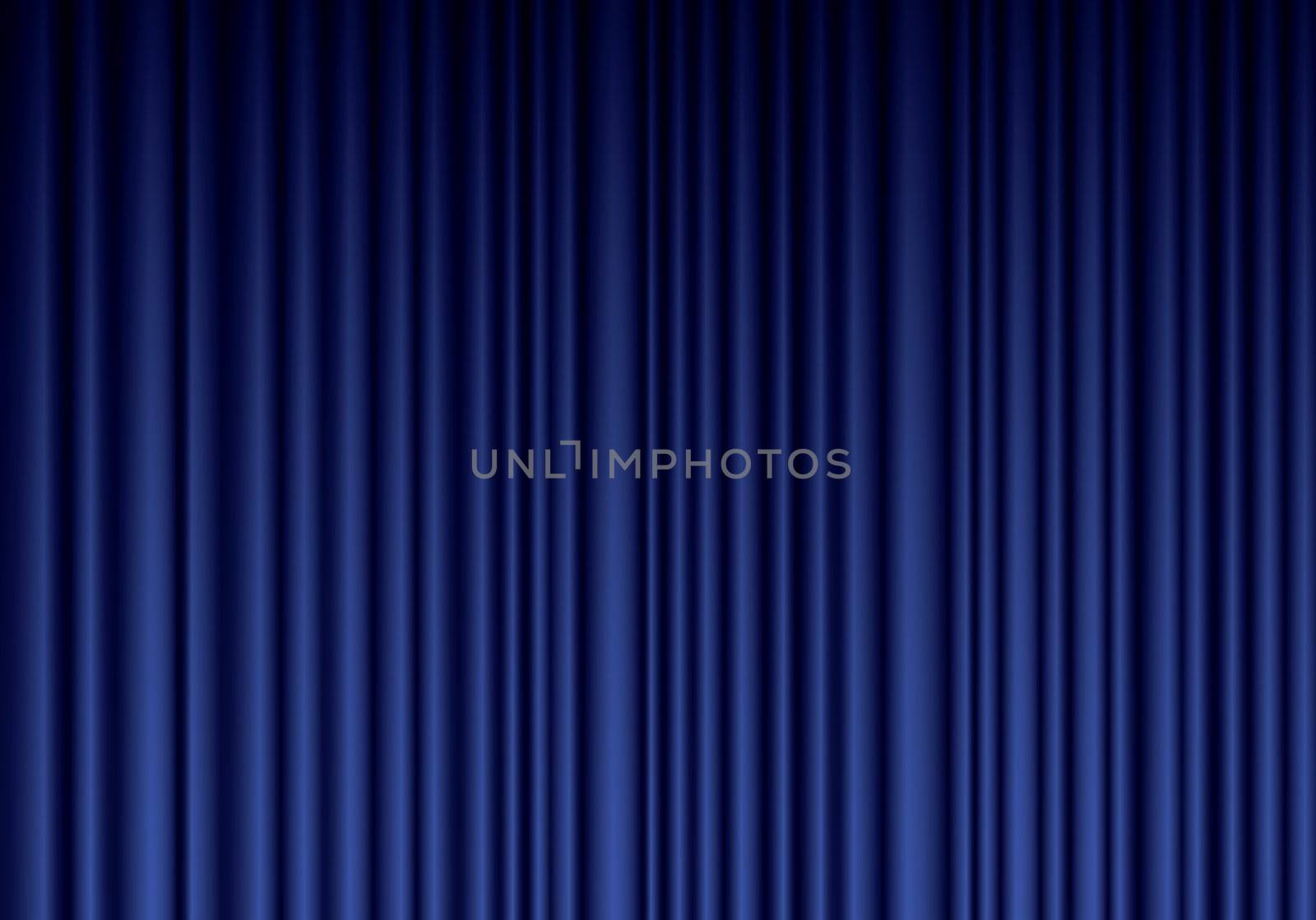 Closed blue theater silk curtain background with wave,
