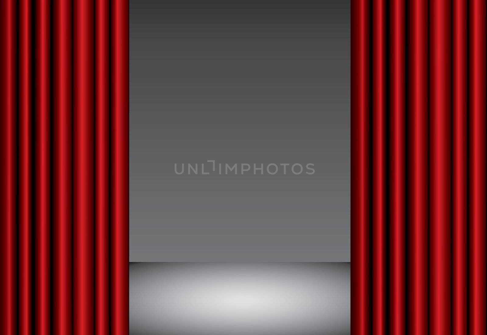 Red theater silk curtain background with wave,