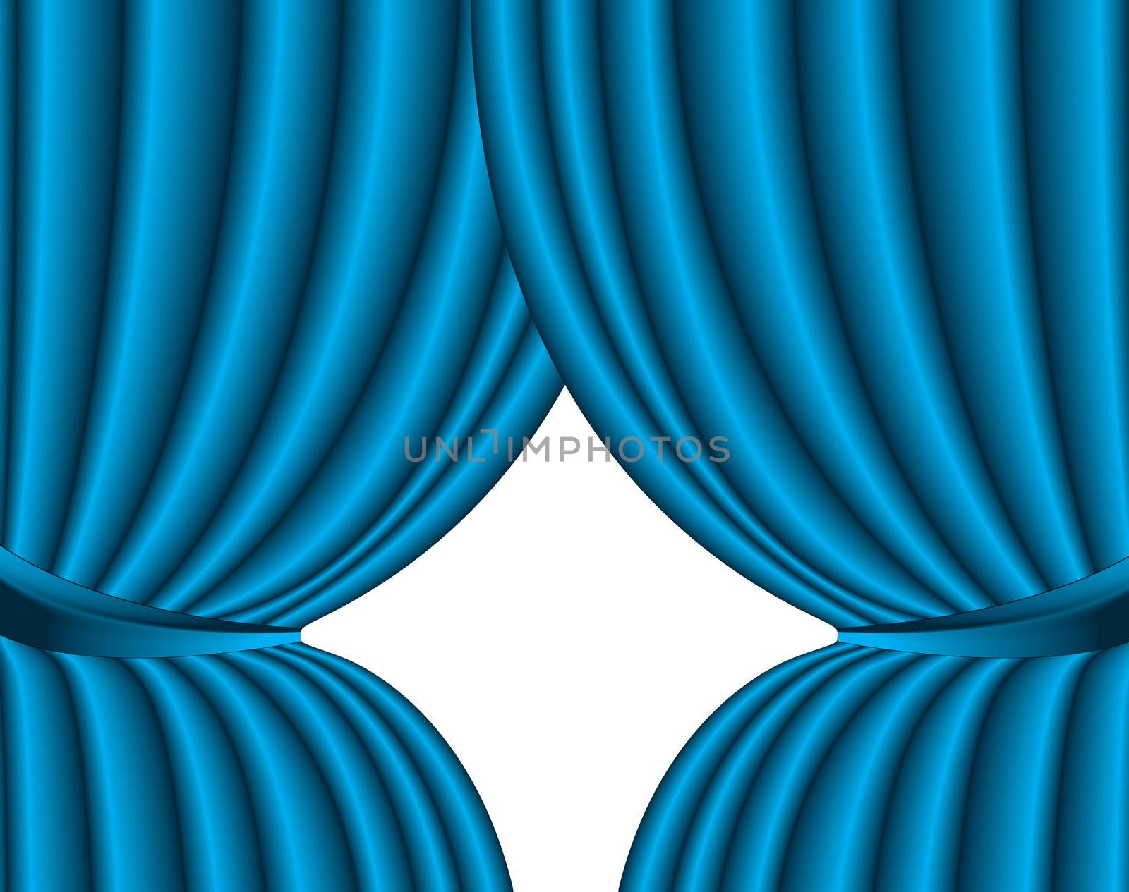 Blue theater silk curtain background with wave,