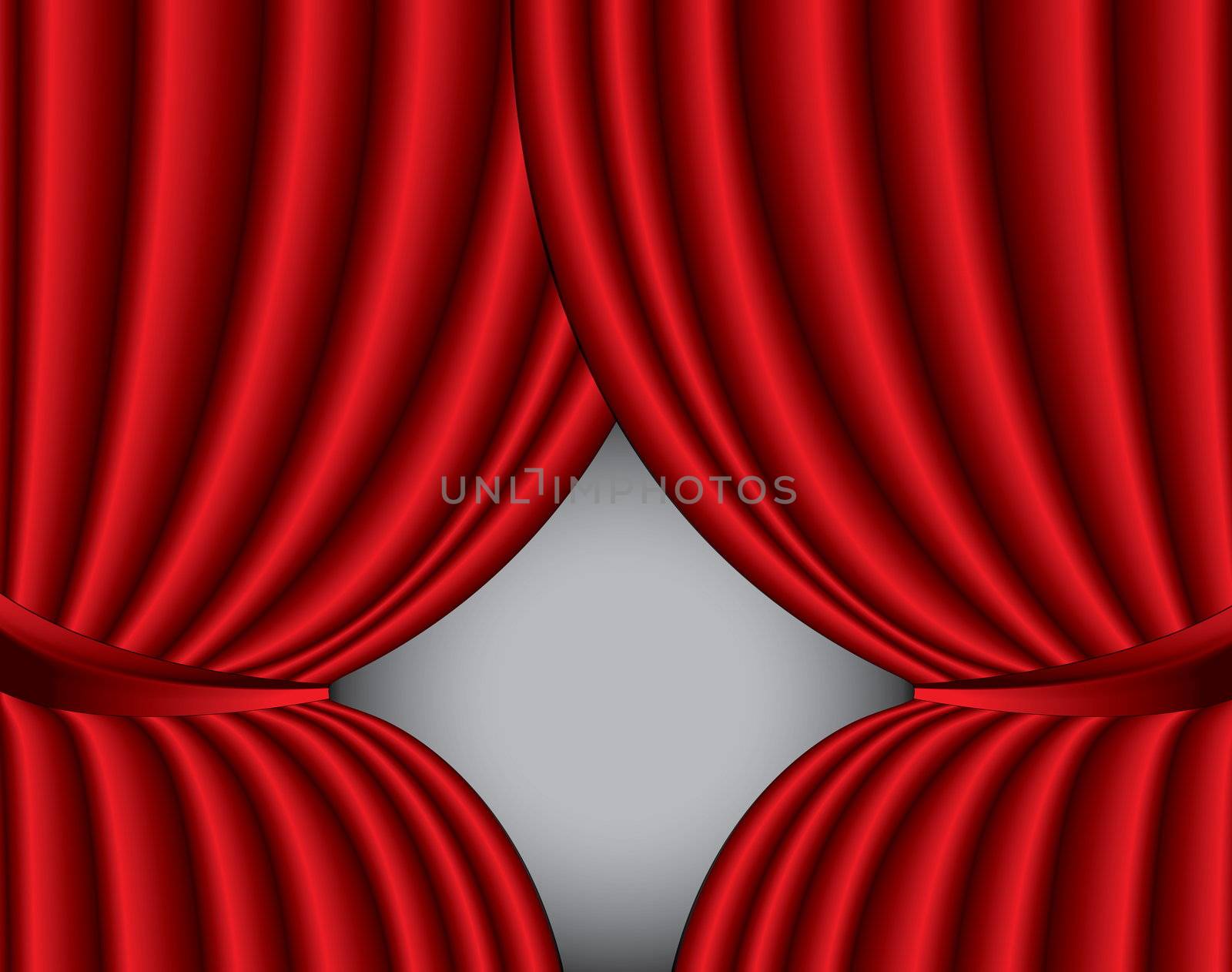 Red theater silk curtain background with wave,