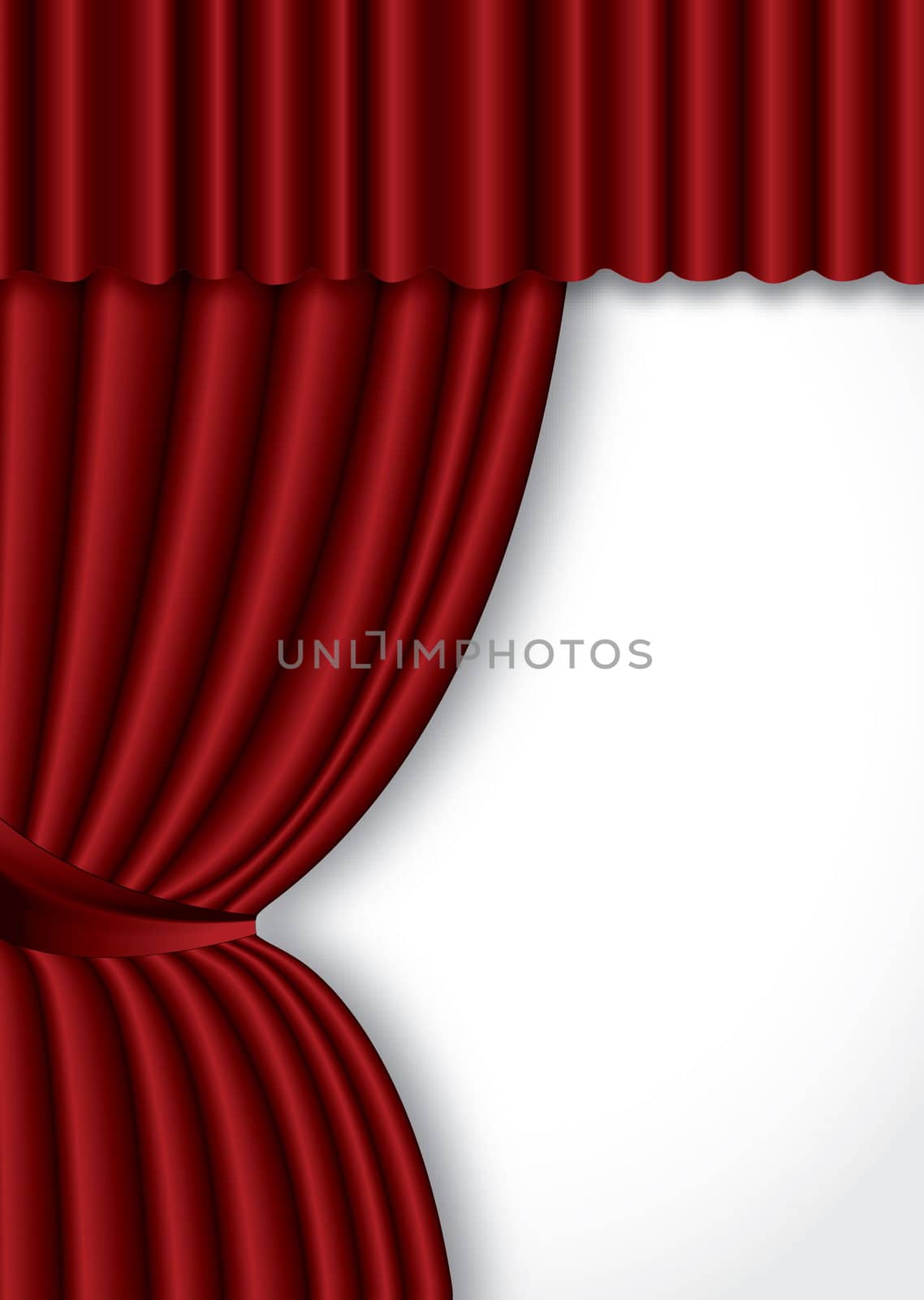 Red theater silk curtain background with wave, by svtrotof