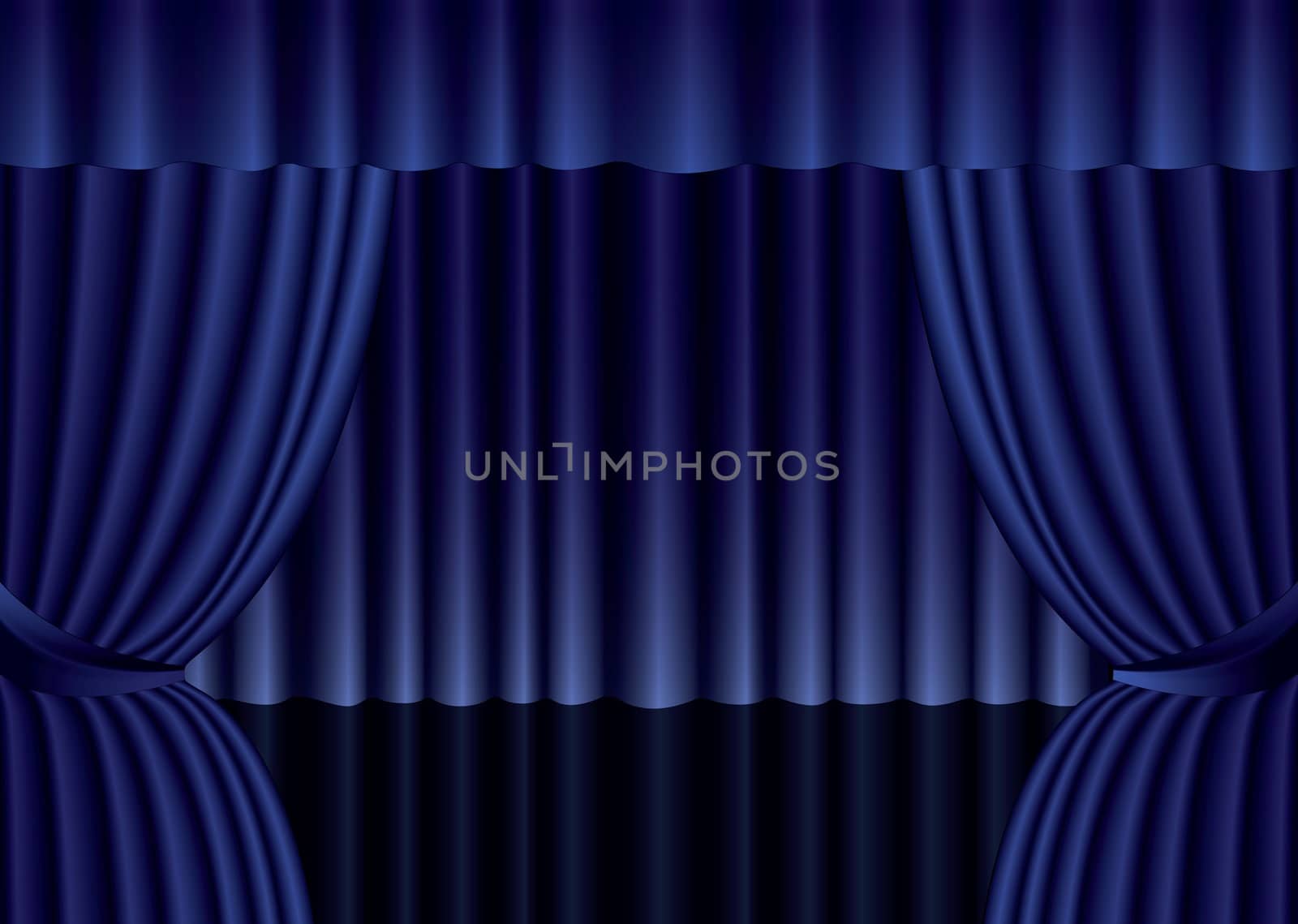 Blue theater silk curtain background with wave,