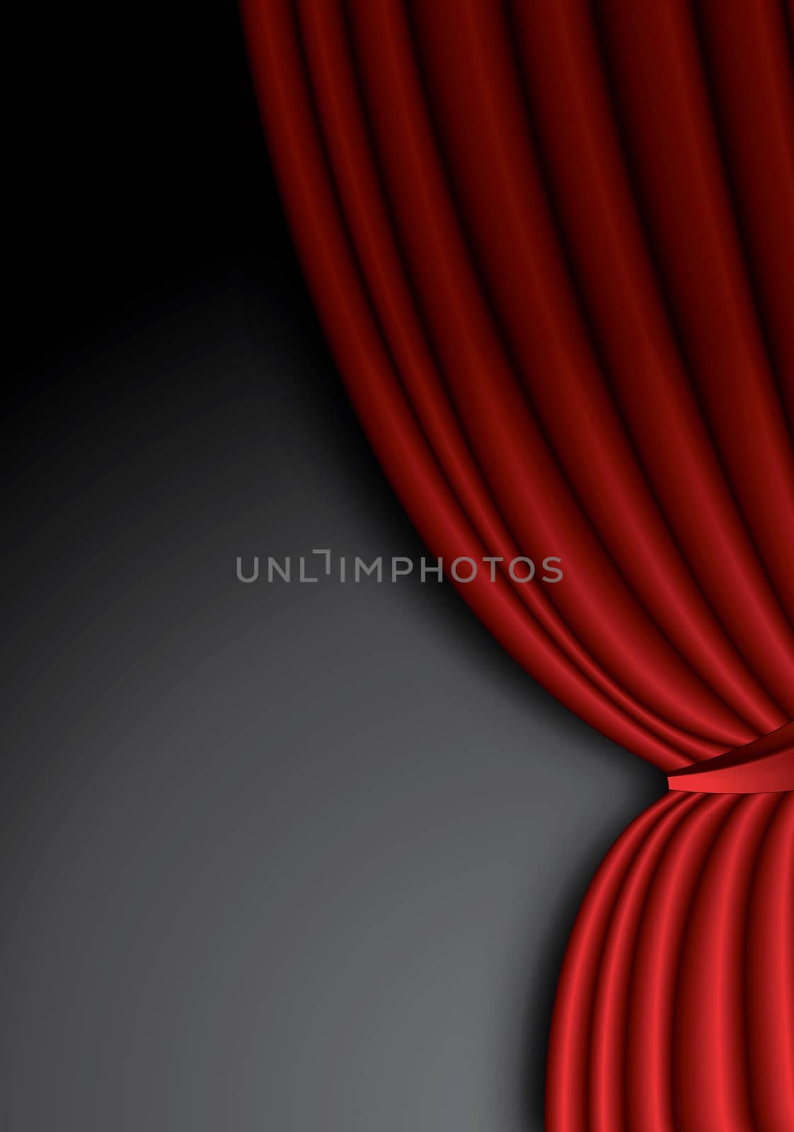 Red theater silk curtain background with wave by svtrotof