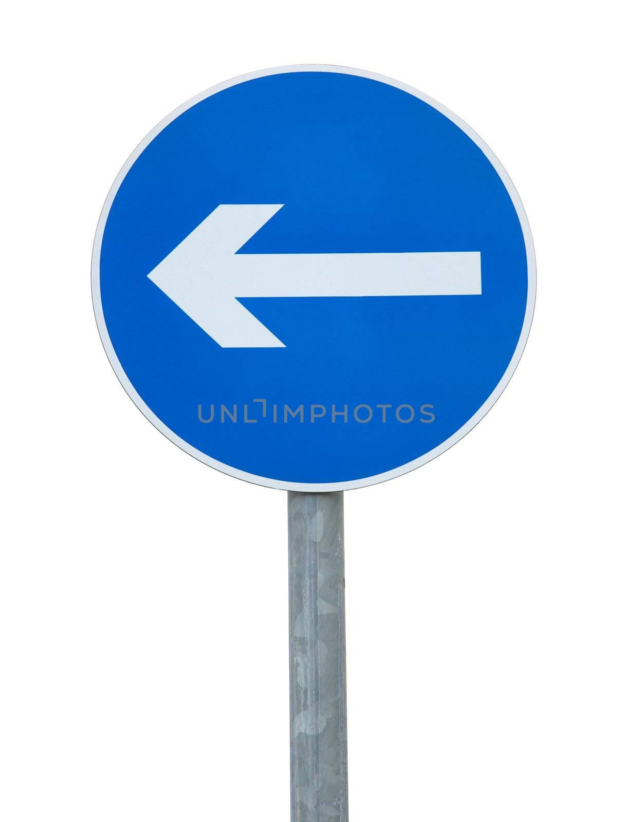 Arrow traffic sign isolated on white background