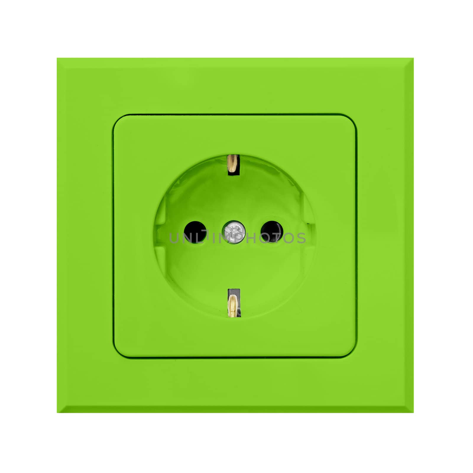 green power outlet isolated on white background