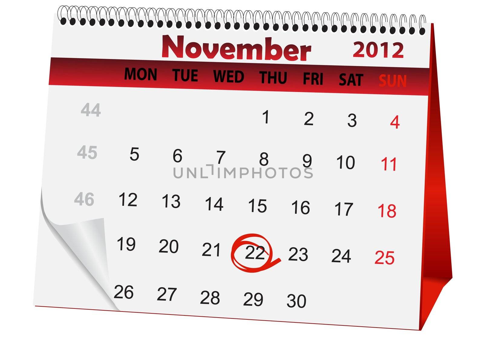 icon in the form of a calendar for Thanksgiving Day