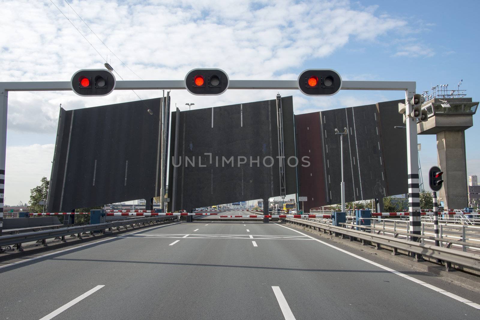 open bridge in three parts in Holland