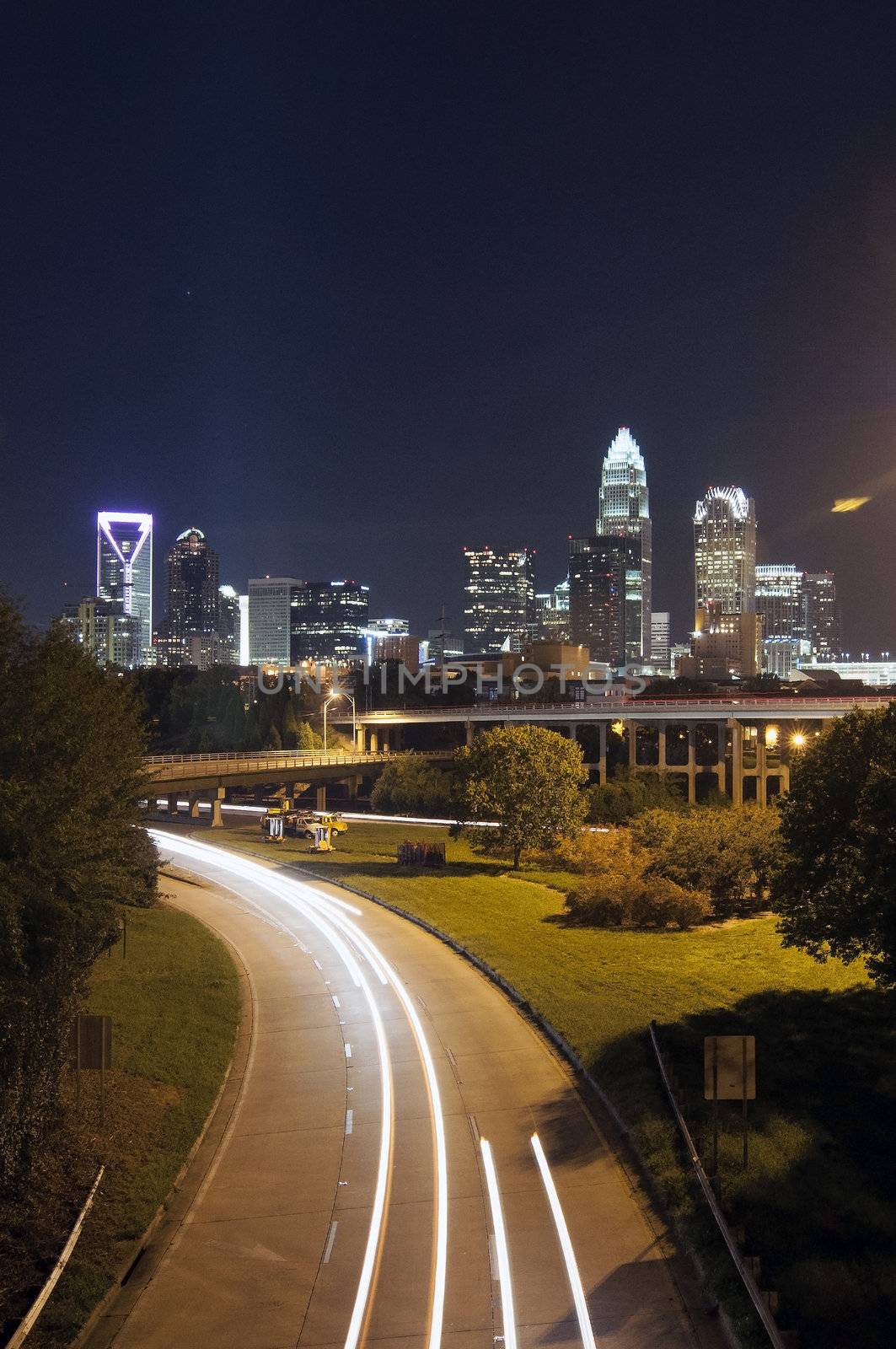 charlotte nc skyline from highway overpass by digidreamgrafix