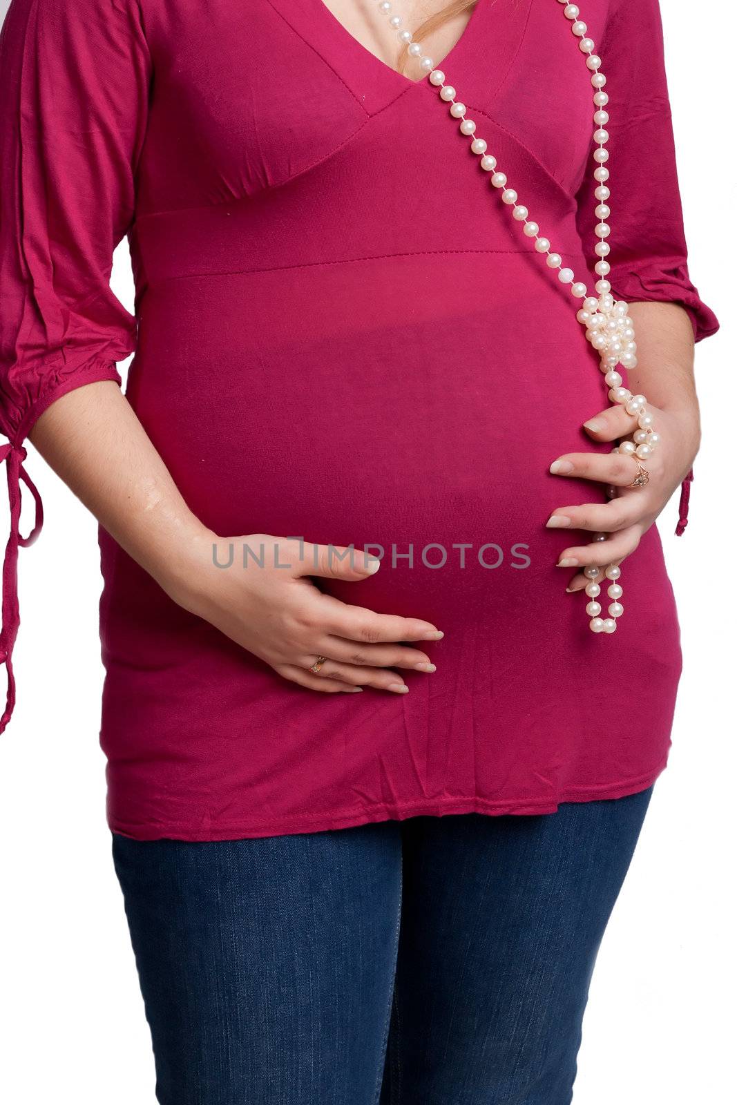 pregnant girl on a white background