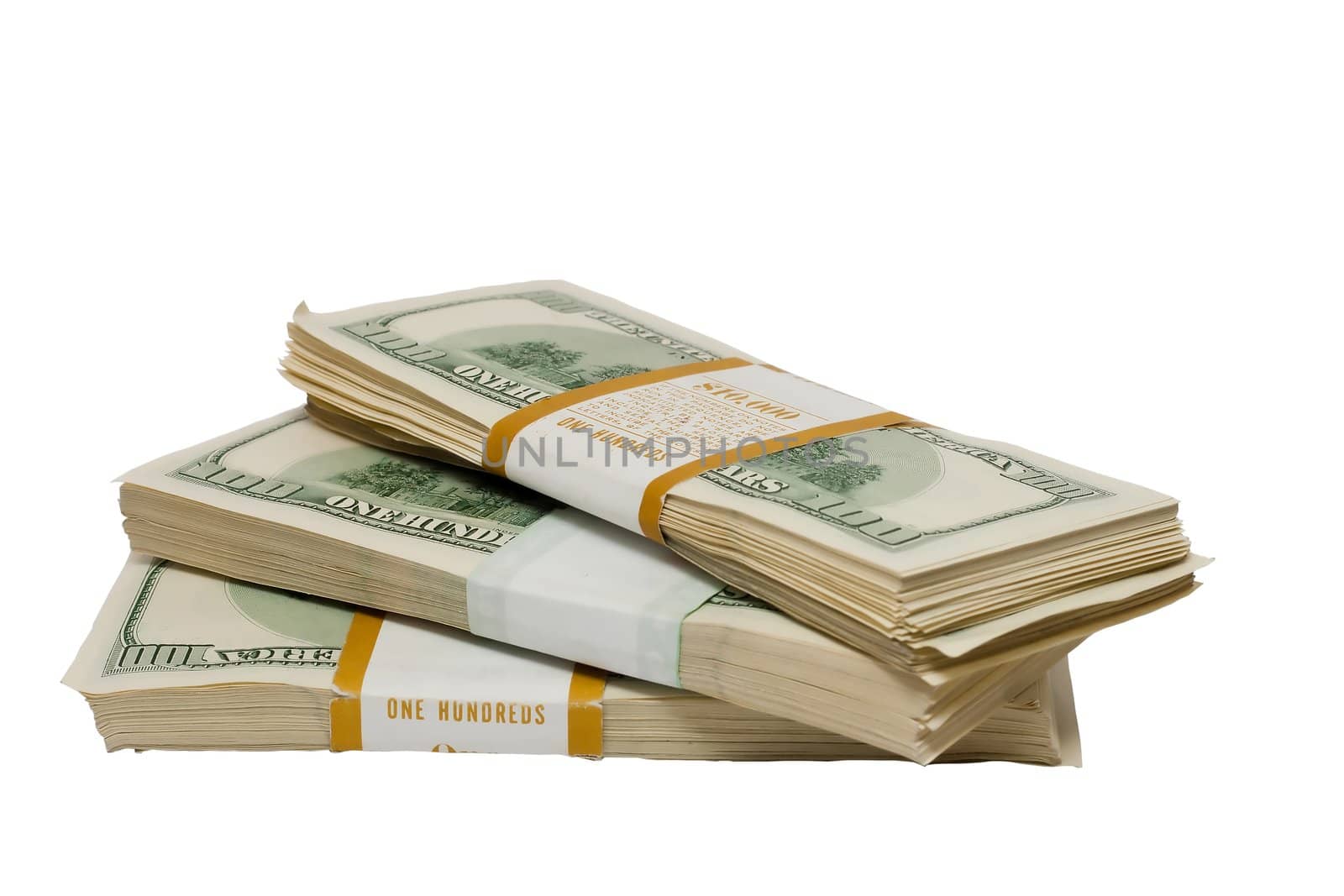 a bundle of money on a white background