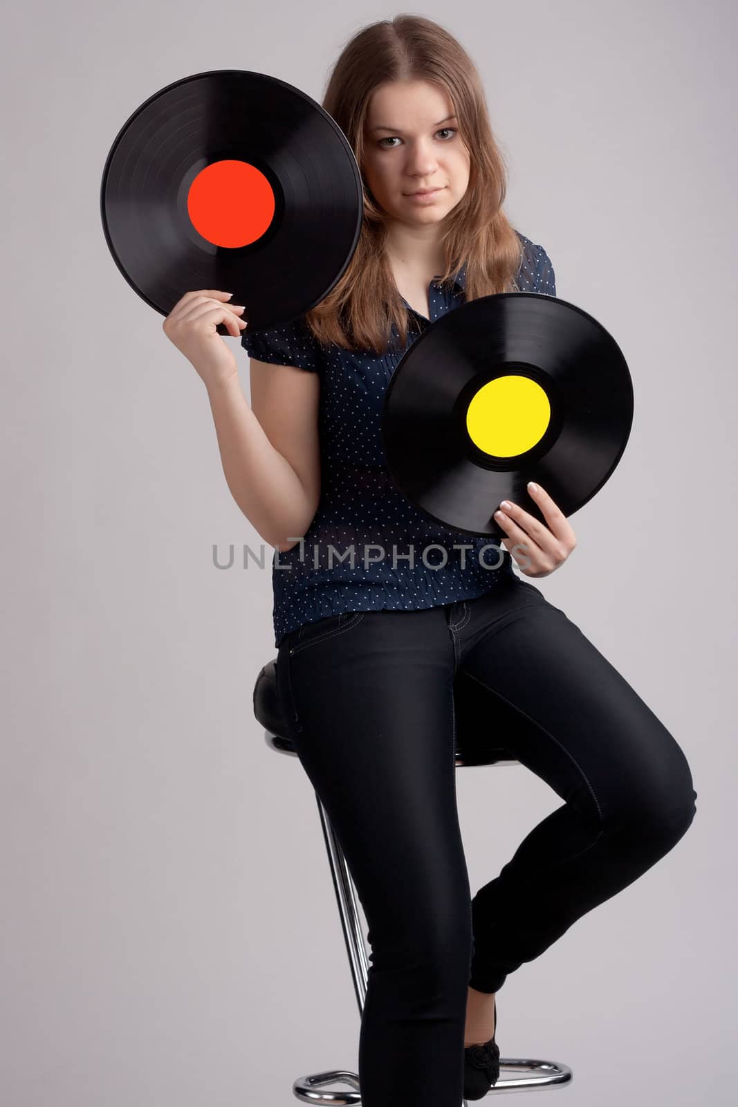 girl with two musical records by victosha
