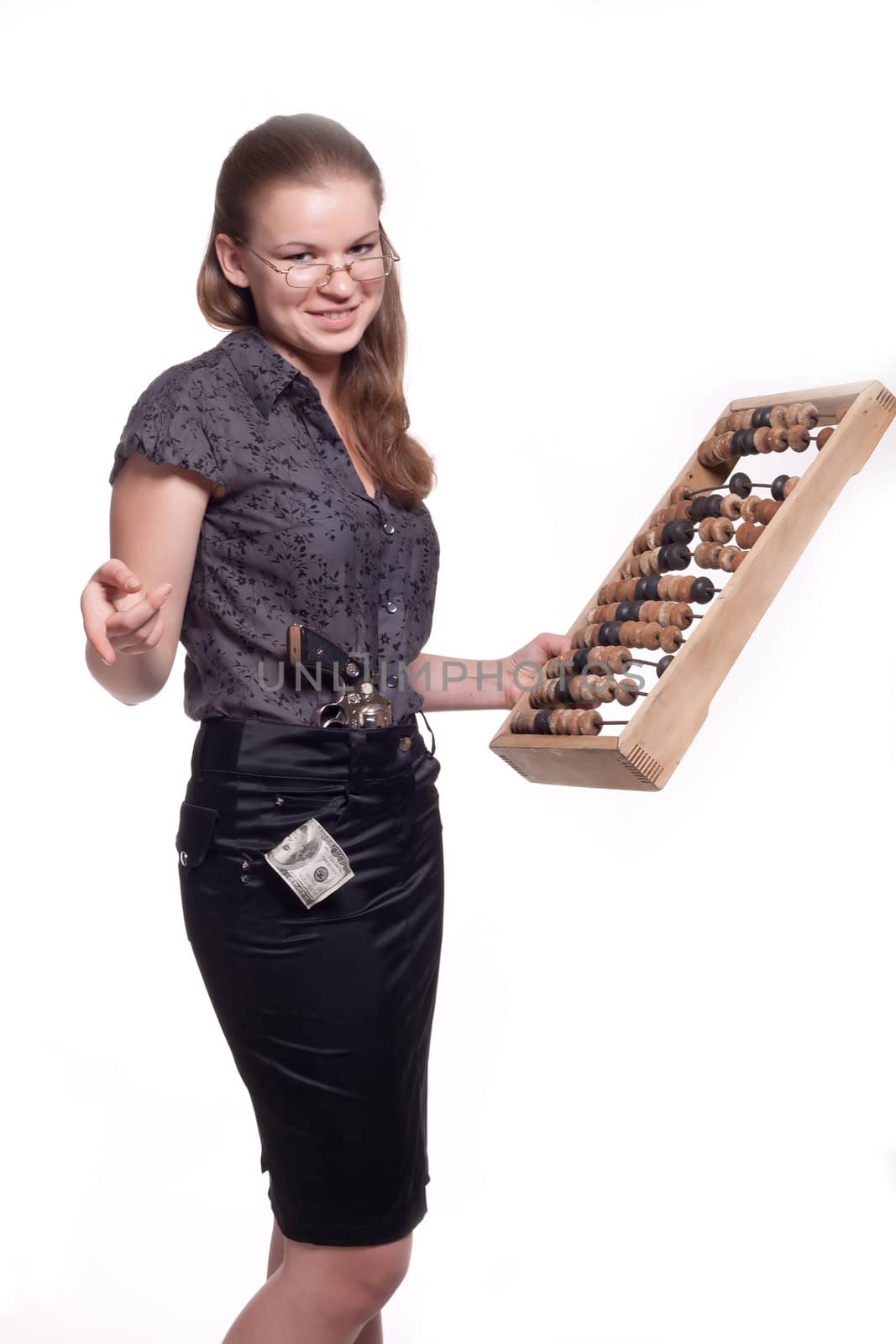 Girl with big wooden abacus by victosha