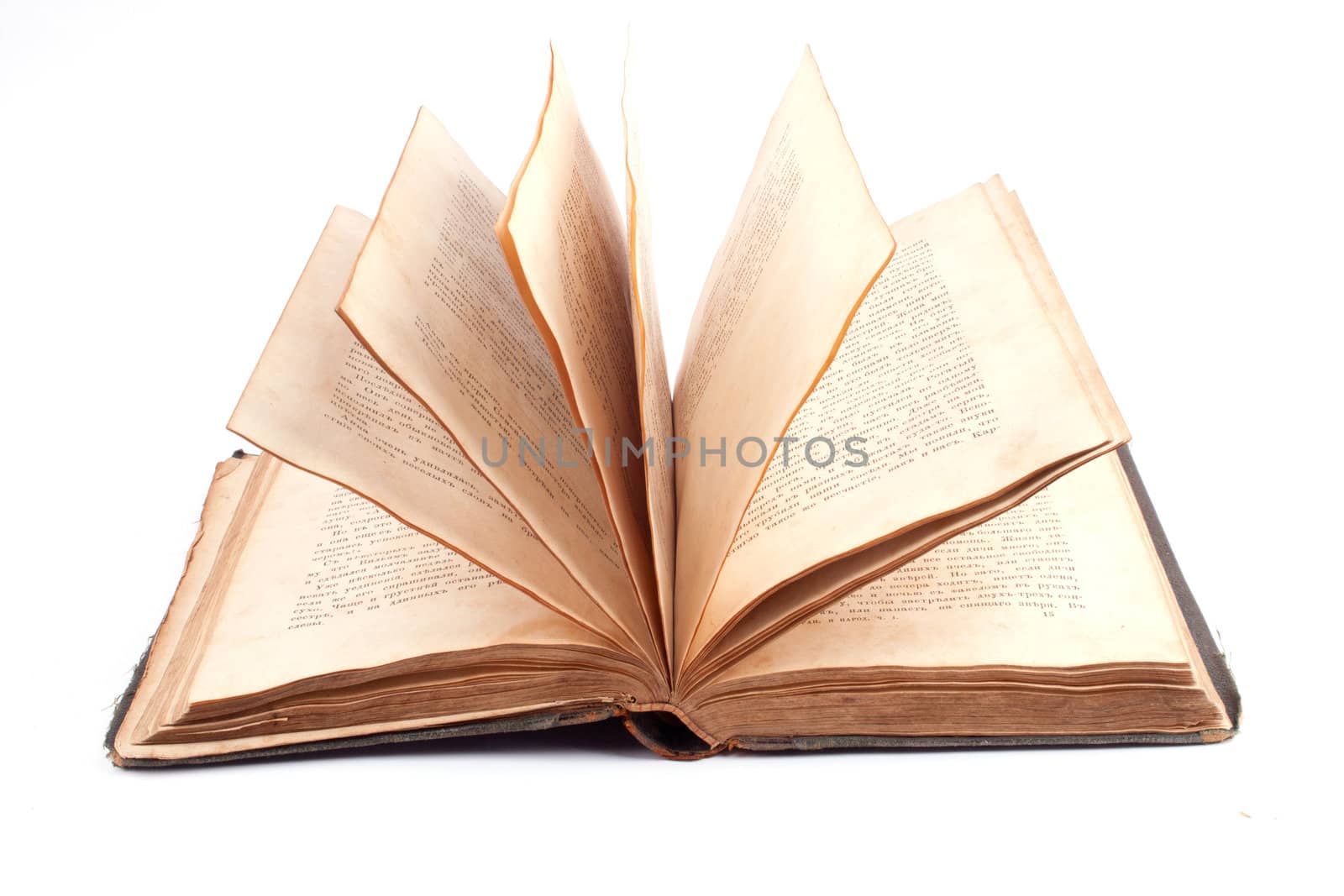 old open book on white background