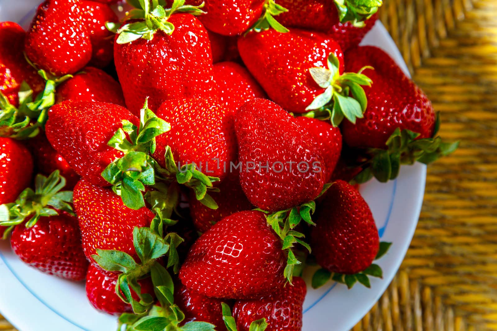 Fresh red strawberries ready to eat
