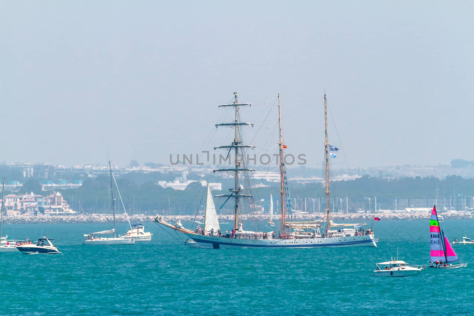 CADIZ, SPAIN - JUL 29: Polish Ship, Pogoria setting sail on the Tall ship races 2012 on July 29 , 2012, in Cadiz , Spain