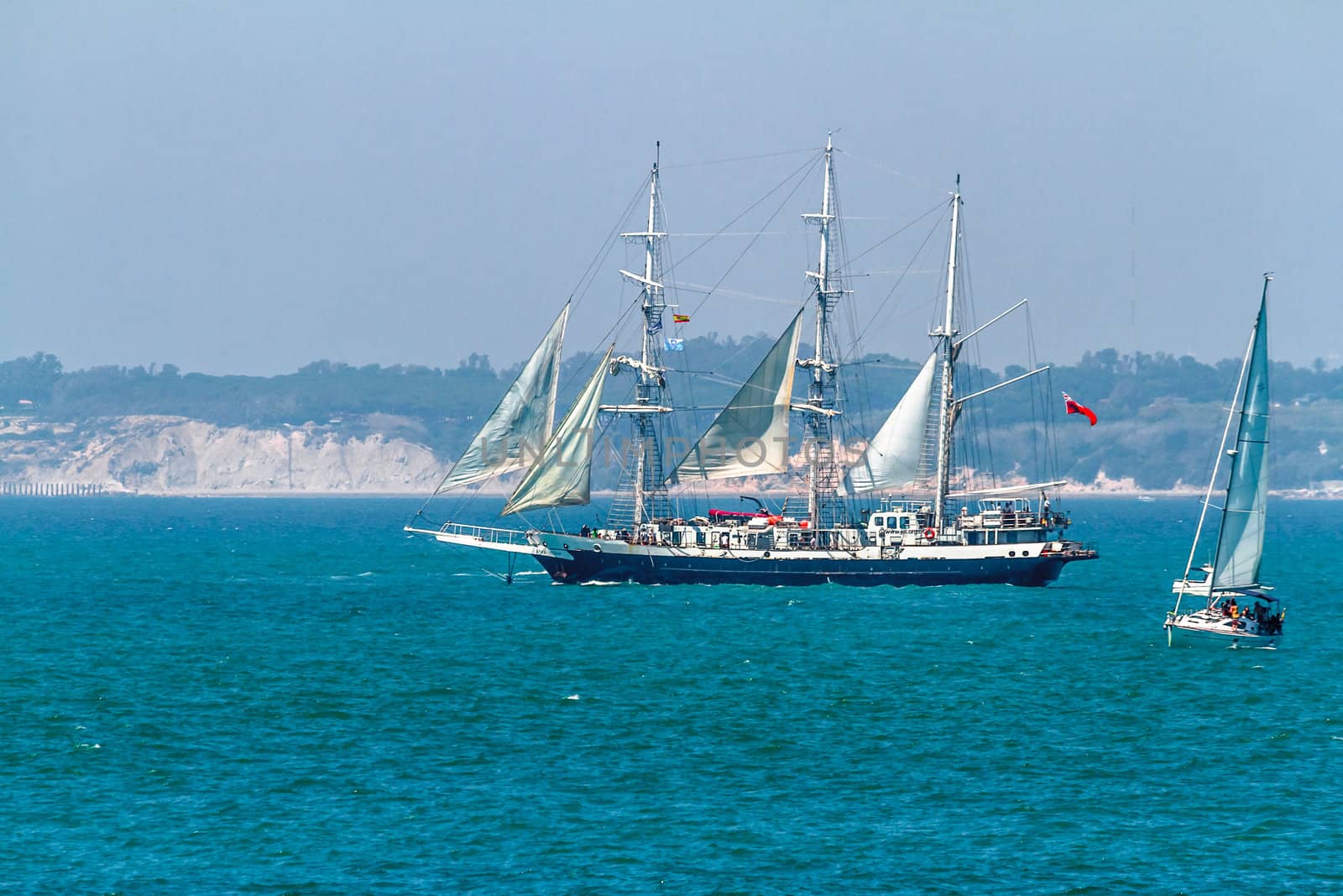 CADIZ, SPAIN - JUL 29: English  Ship, Lord Nelson setting sail on the Tall ship races 2012 on July 29 , 2012, in Cadiz , Spain