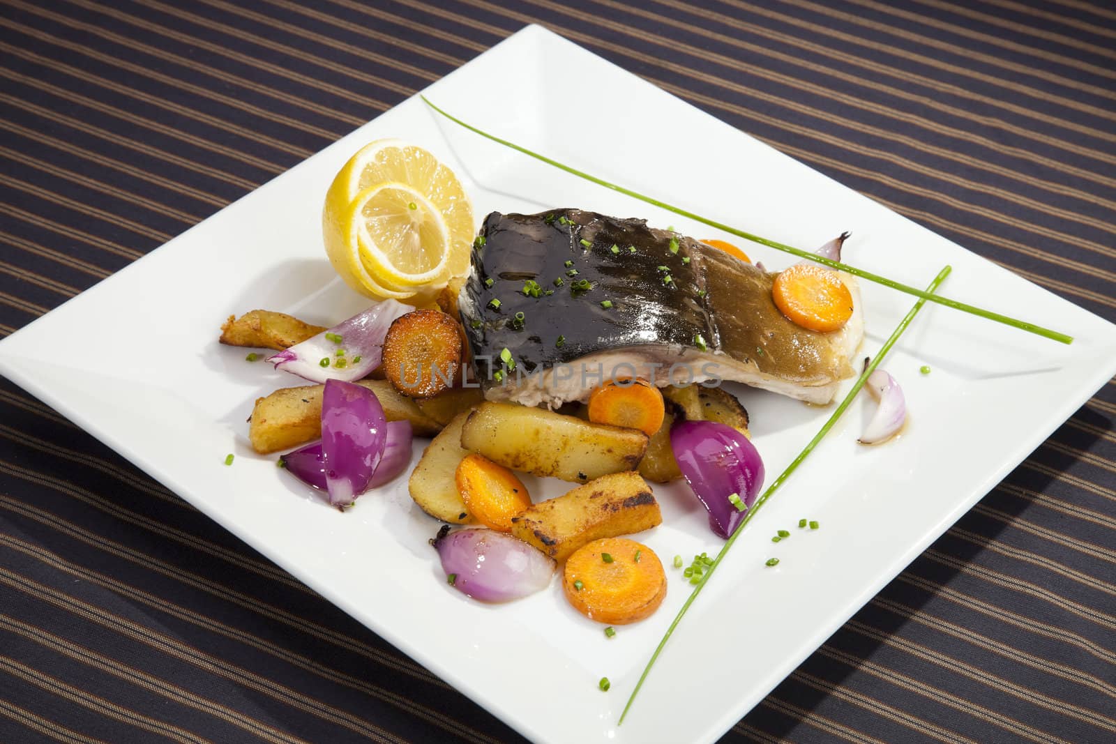 Grilled carp with vegetable garnish by hanusst
