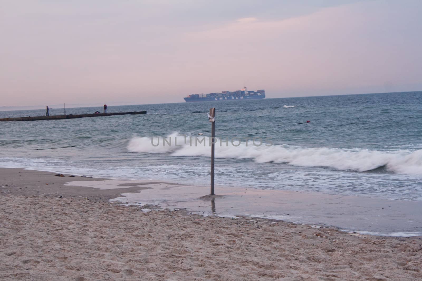 Sea view at sunset photo