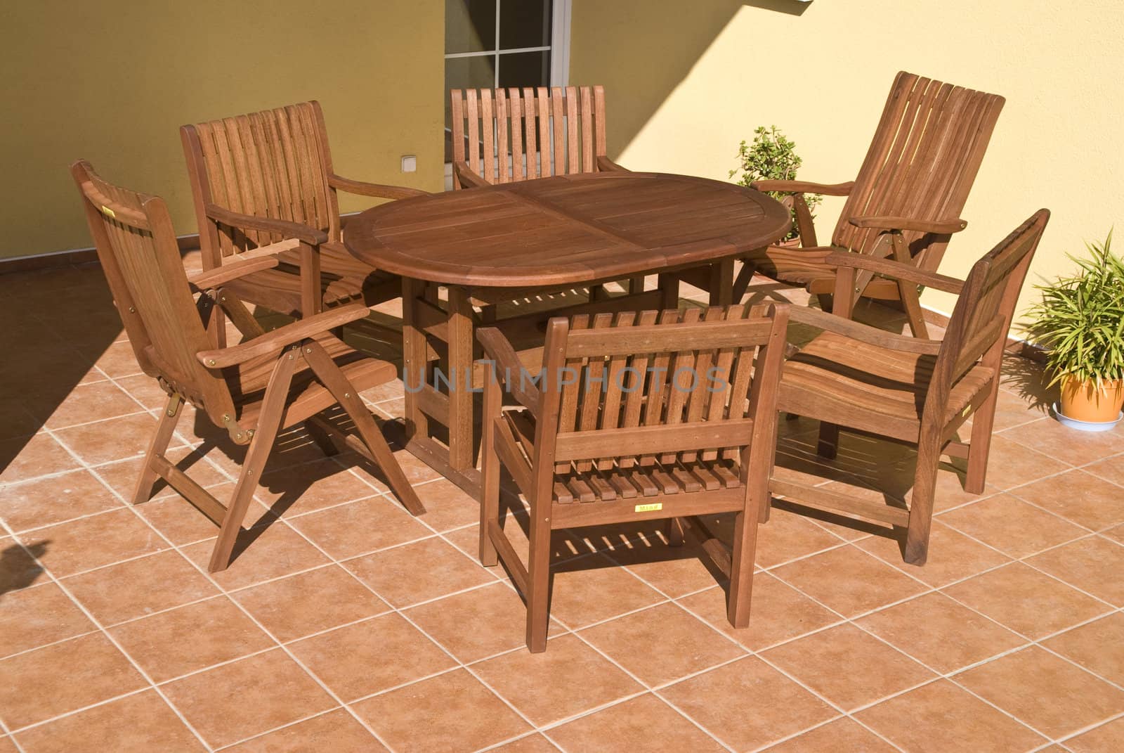 The Garden furniture by the house patio