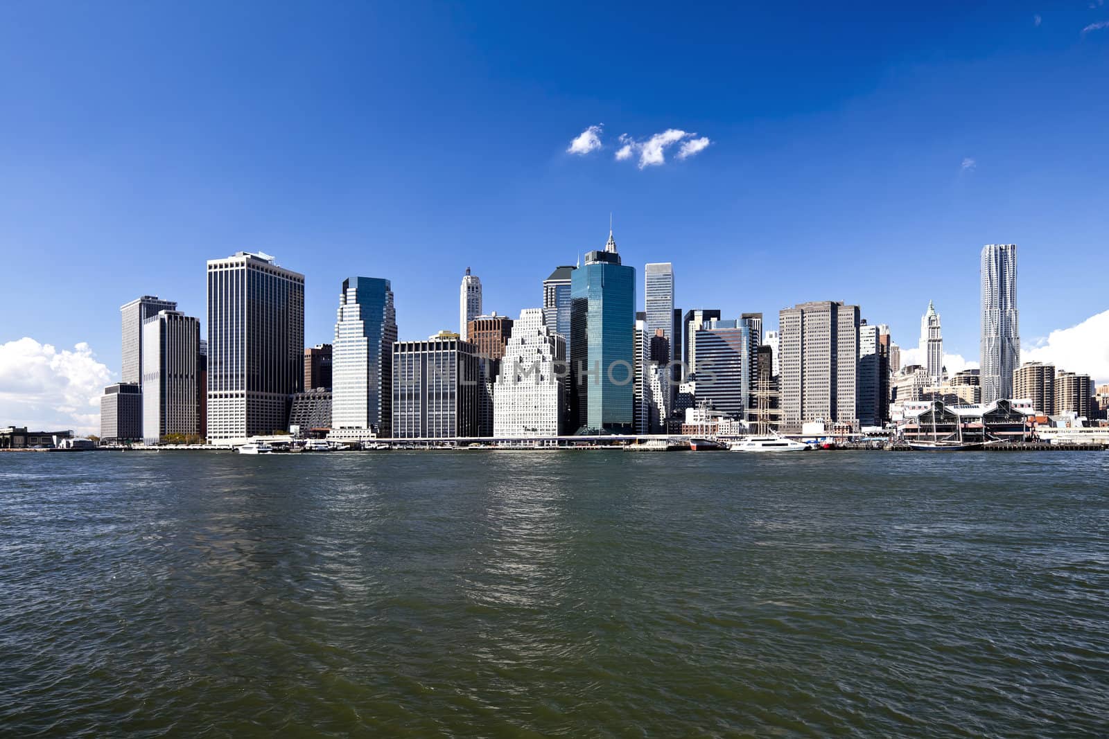 The New York City Downtown skyline at the afternoon