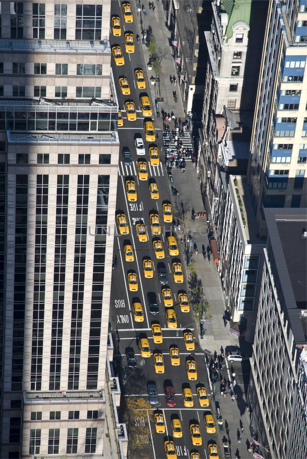 The New York taxi on 5th Avenue jammed with cars
