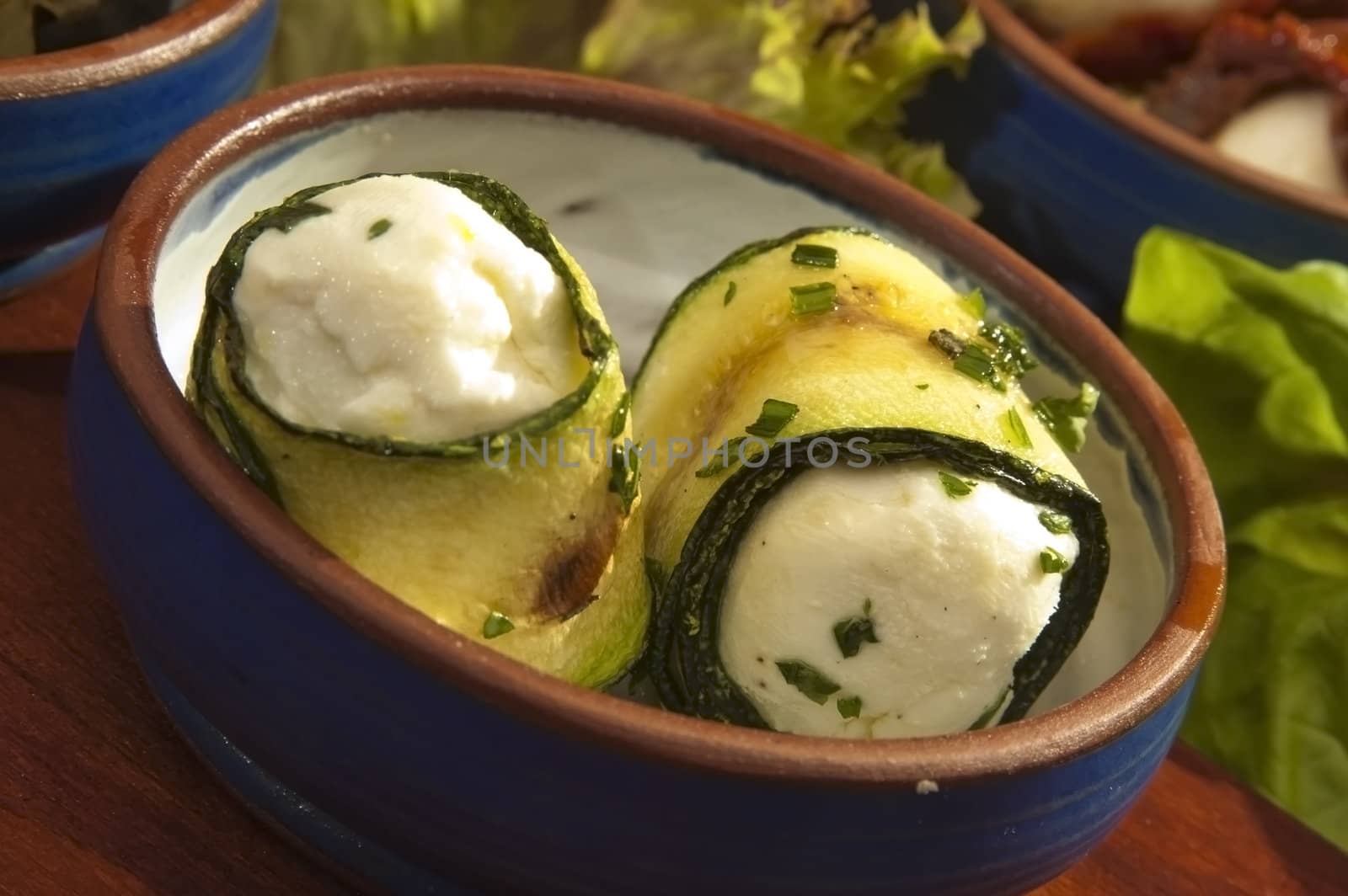 Courgette filled by the fetta cheese