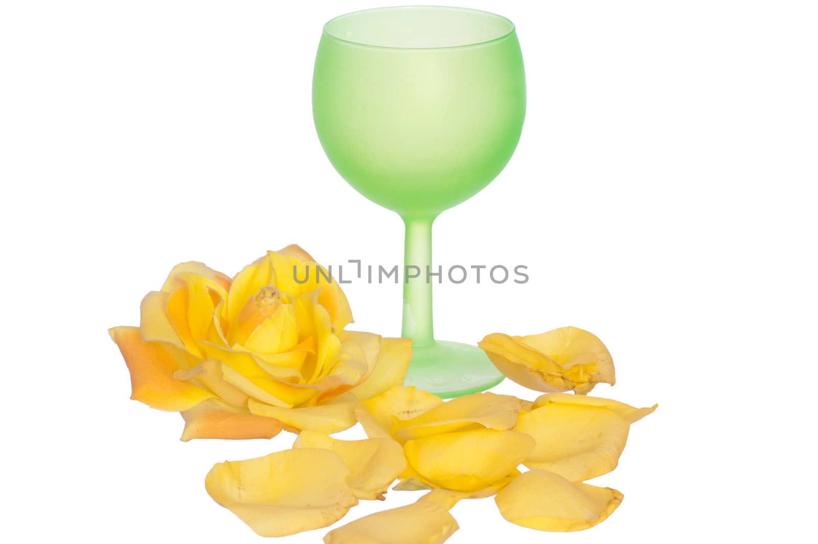 tumbler with yellow rose on the party